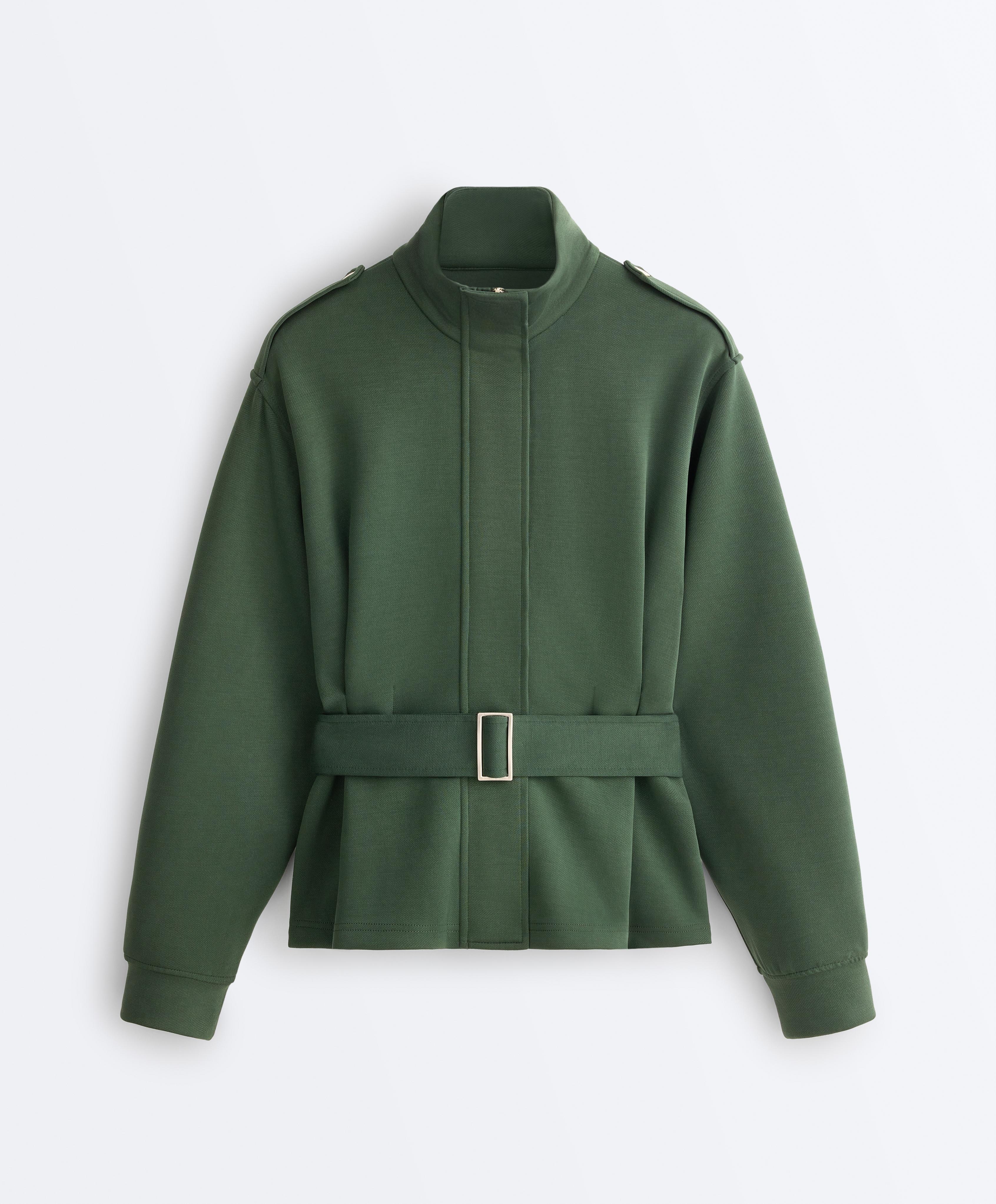 Tweill utility jacket with belt — GREEN