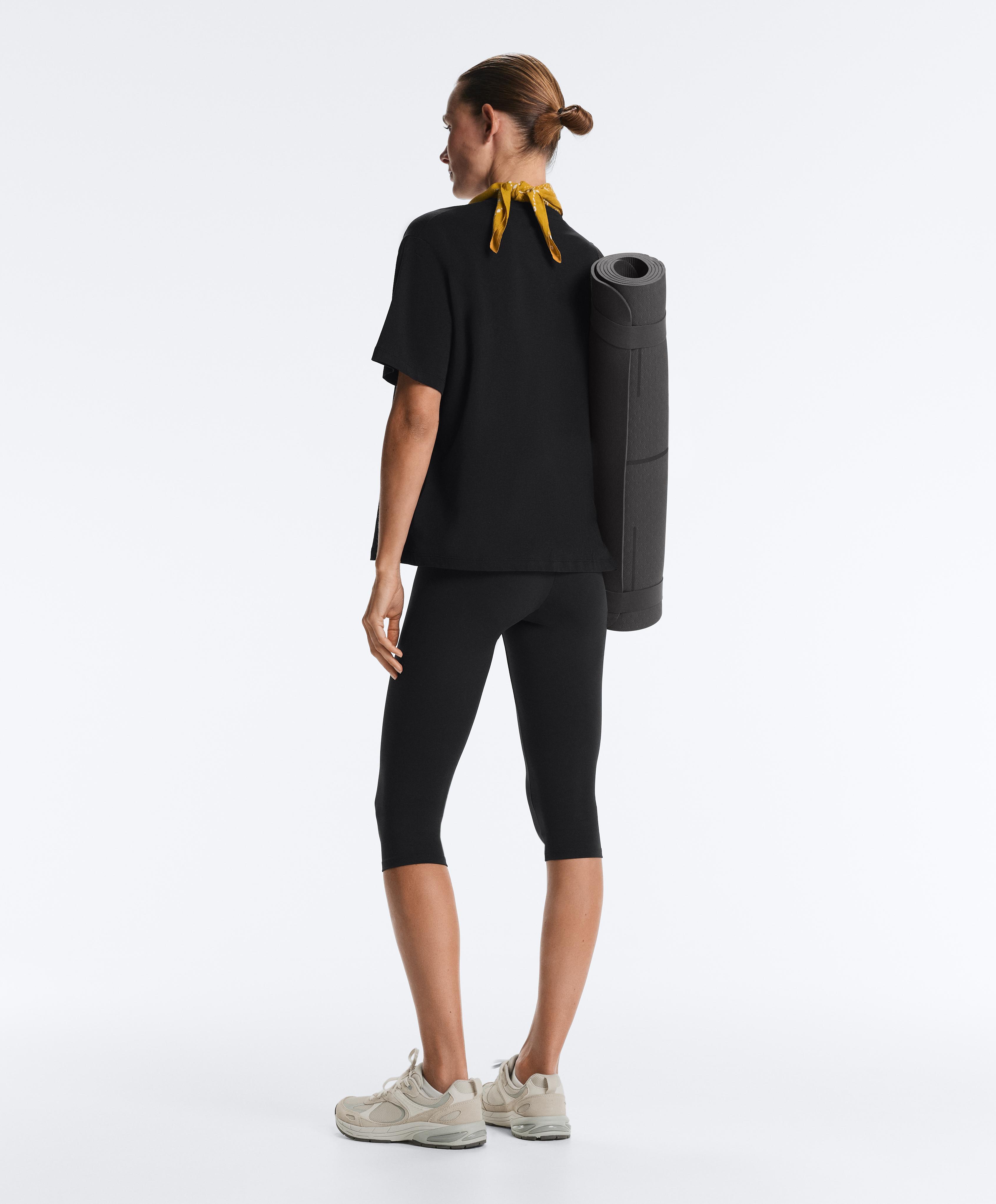 Boxy short-sleeved cotton blend T-shirt — BLACK