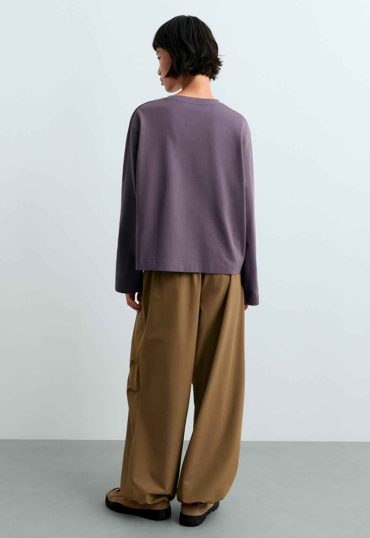 Relaxed long sleeve 100% cotton T-shirt — MAUVE