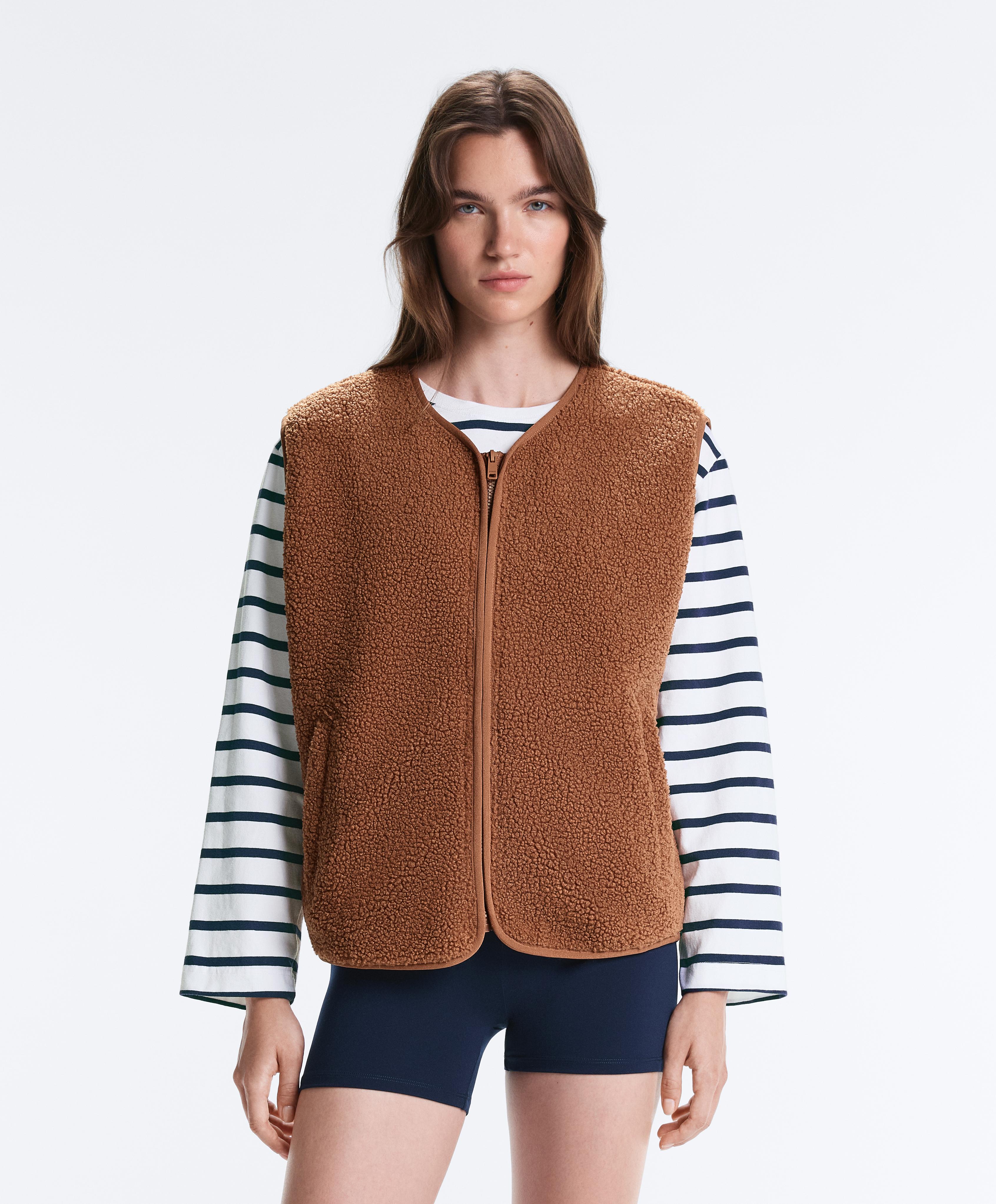 Faux-shearling zip gilet