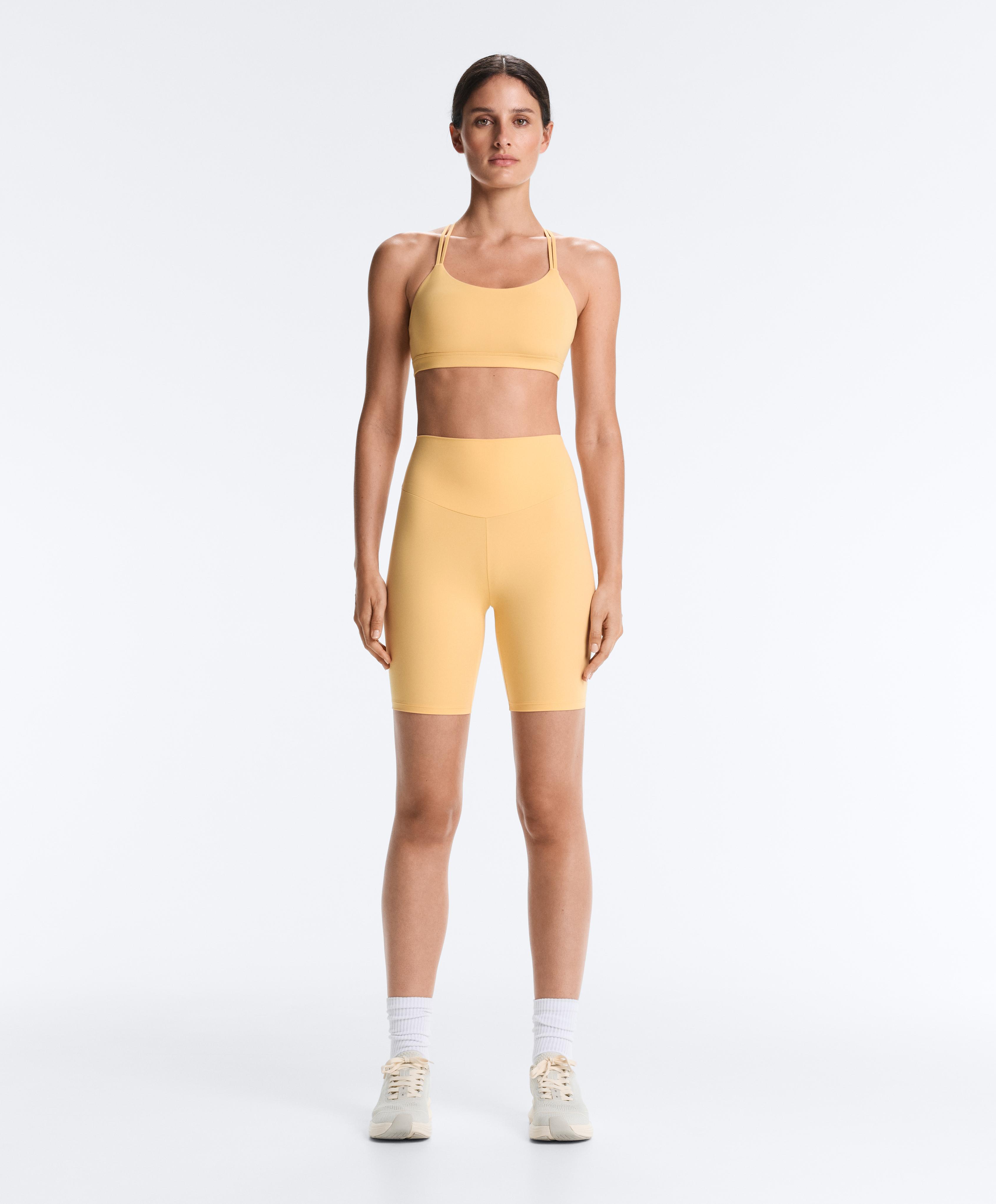 Comfortlux low-support crossover strap sports bra — BURNT YELLOW