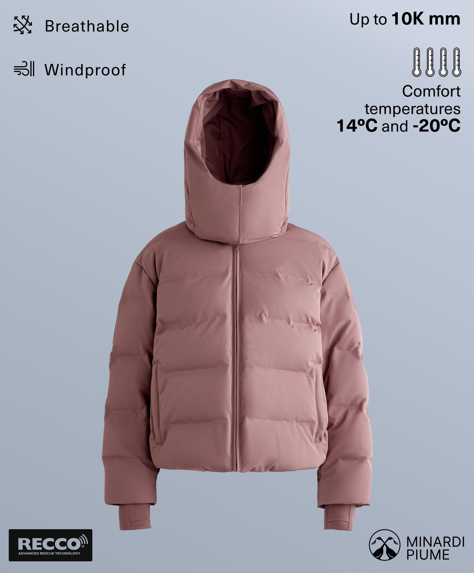 MINARDI PIUME SKI water-resistant 80% down and 20% feather jacket — PINK-MAUVE