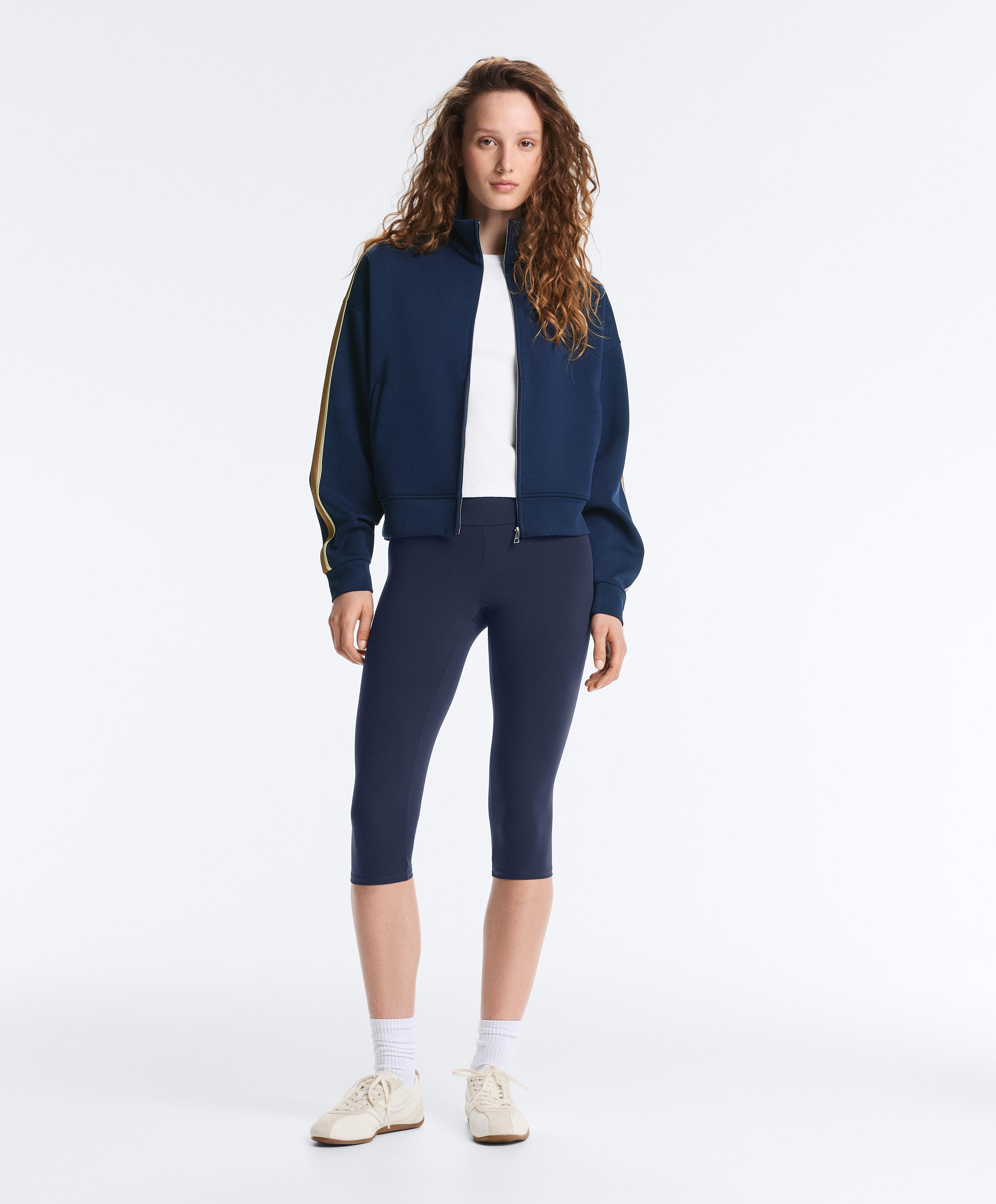 Twill jacket with side stripe — NAVY BLUE