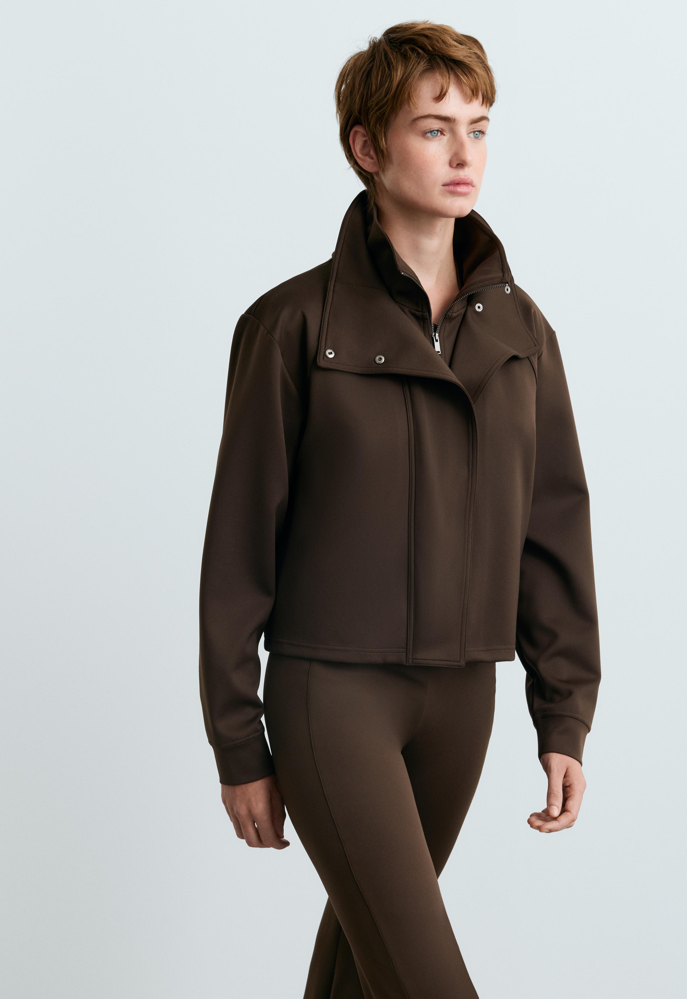 Neoprene-effect double collar jacket