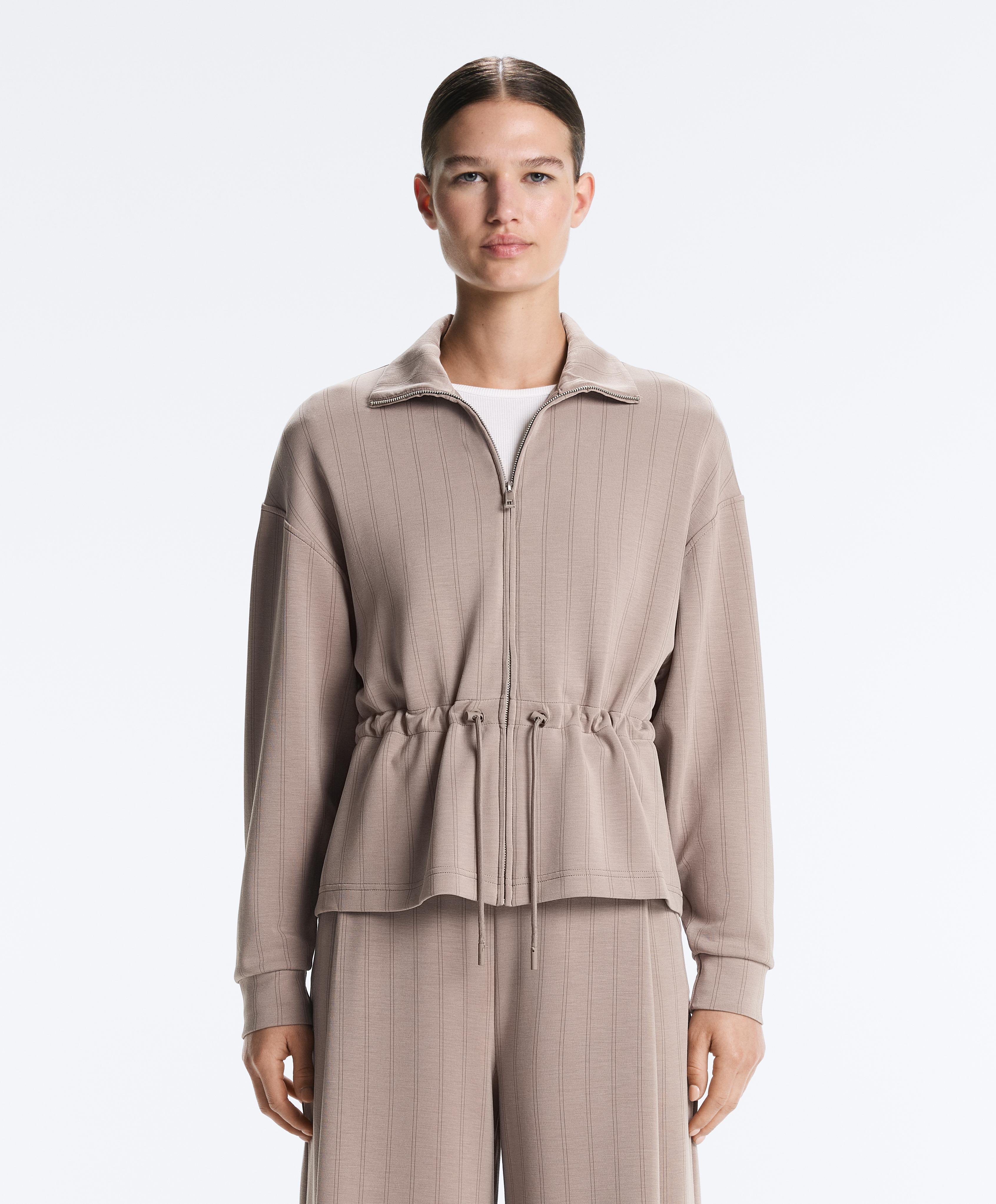 Soft-touch modal jacket with adjustable waist and high collar Soft-touch modal jacket with adjustable waist and high collar