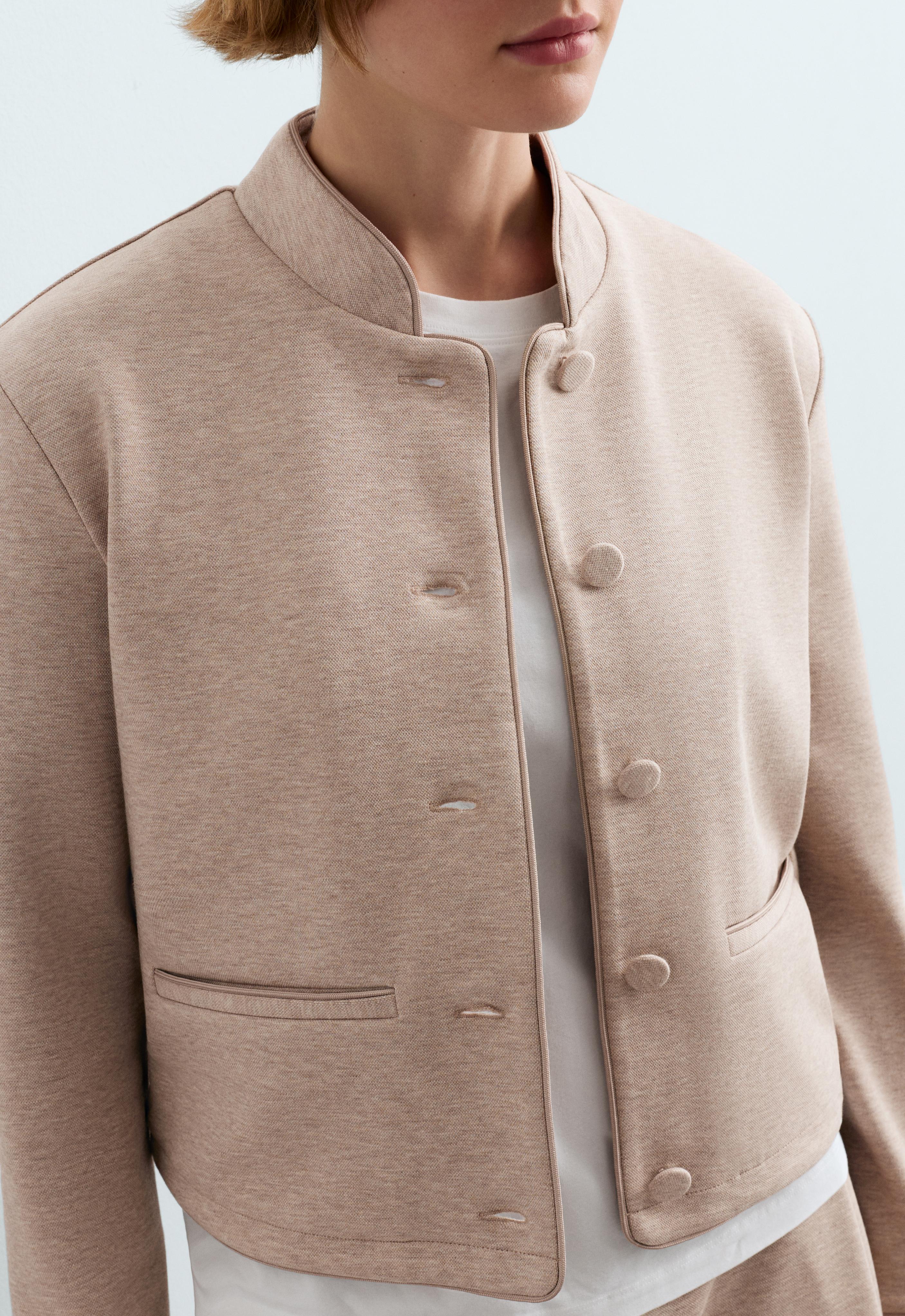 Tuxedo collar cotton jacket — SOFT MINK