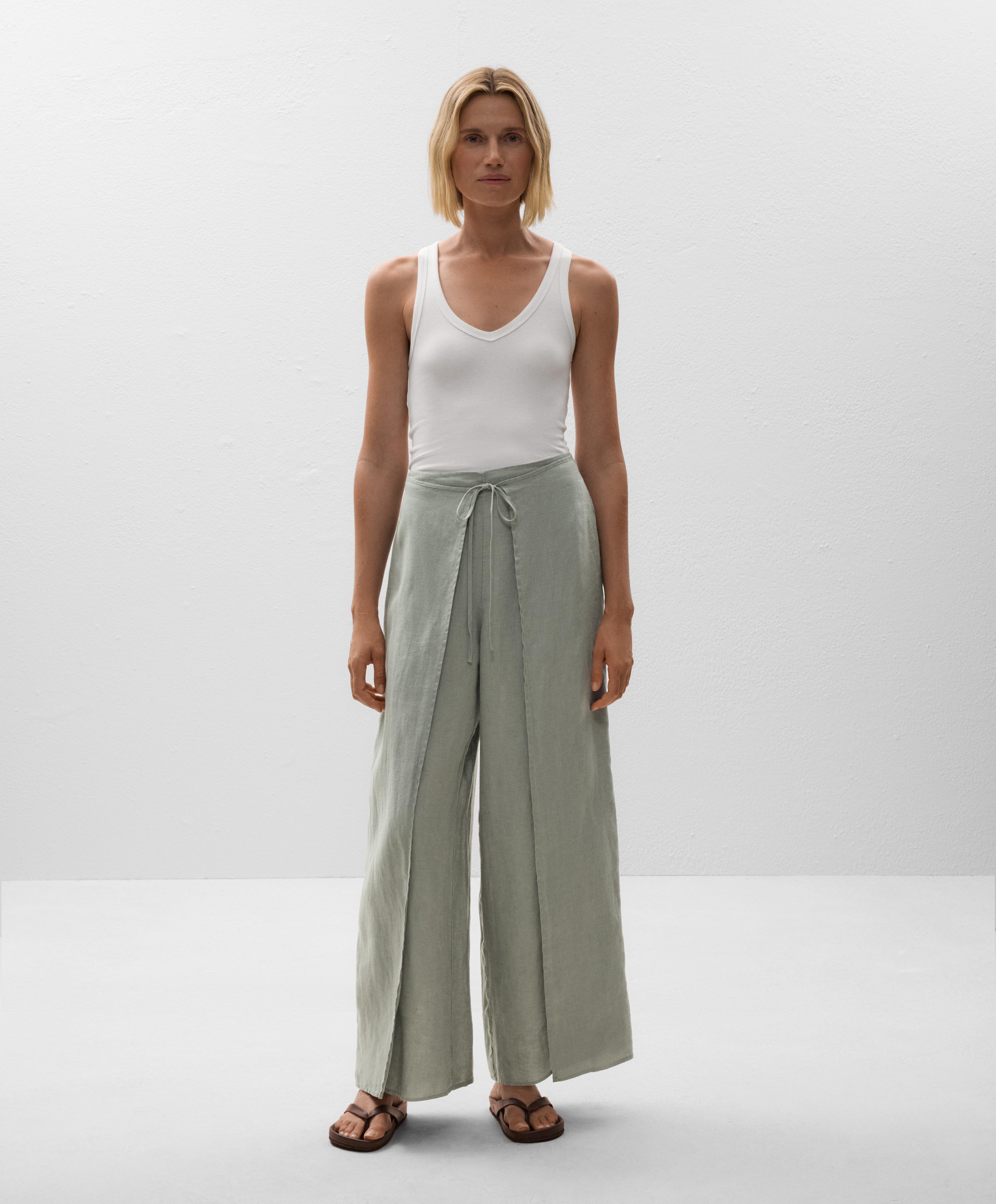 Pantalon droit à couches 100 % lin Pantalon droit à couches 100 % lin