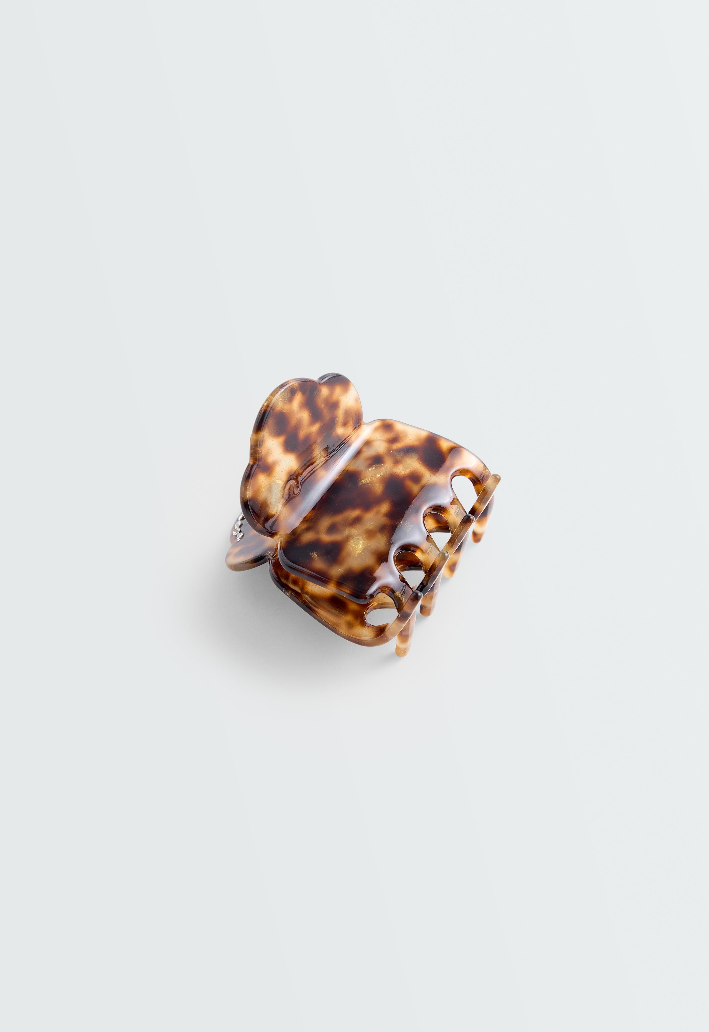 Mini rhinestone hair clip — COGNAC