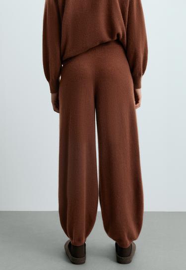 100% cashmere balloon knit trousers — CHOCOLATE       4
