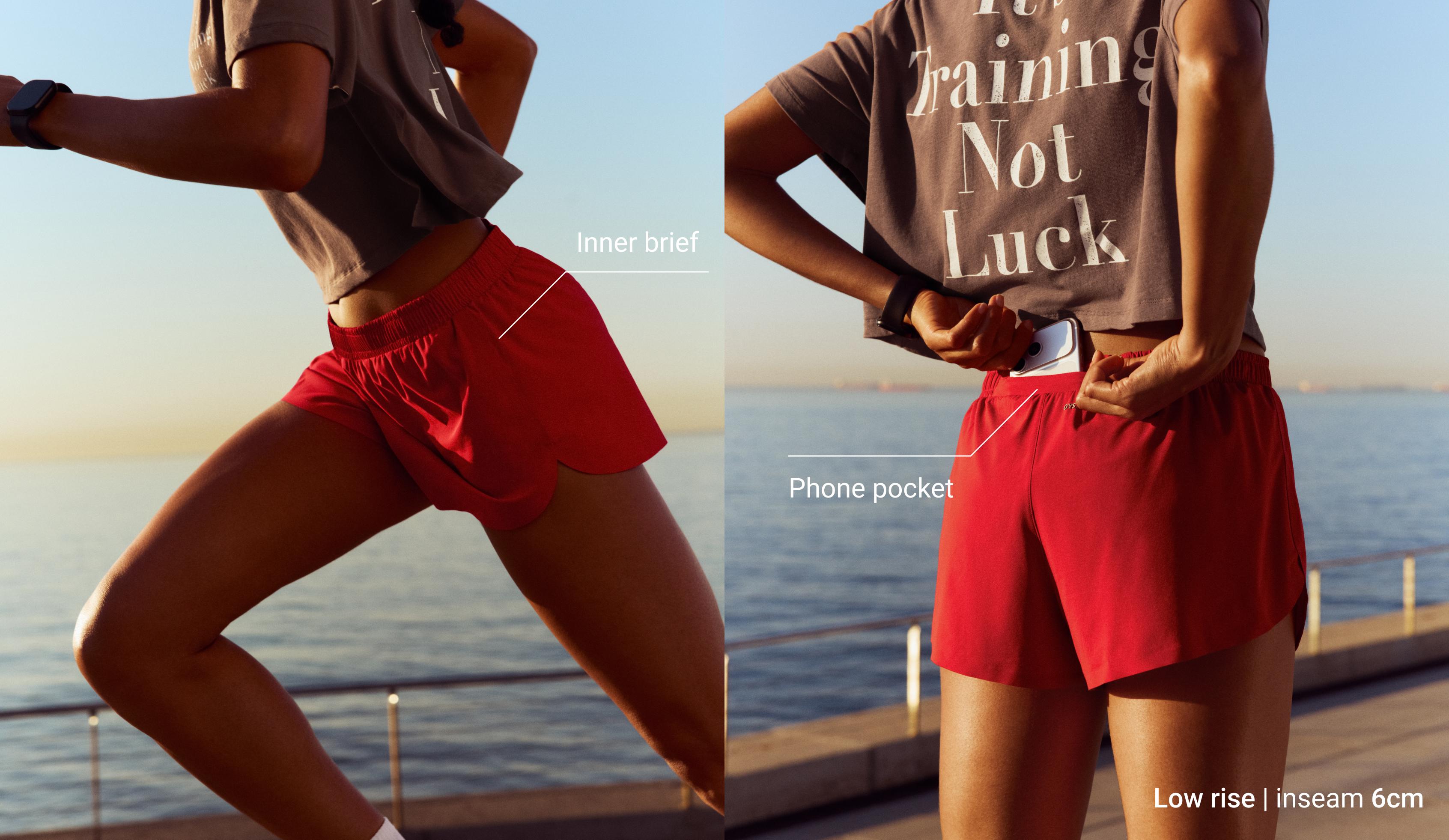 6cm low-rise technical shorts — STRONG RED