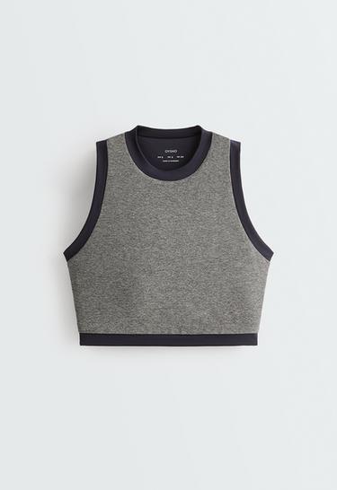 Sports bra, medium support, marl contrast — MOTTLED GREY MELANGE 7