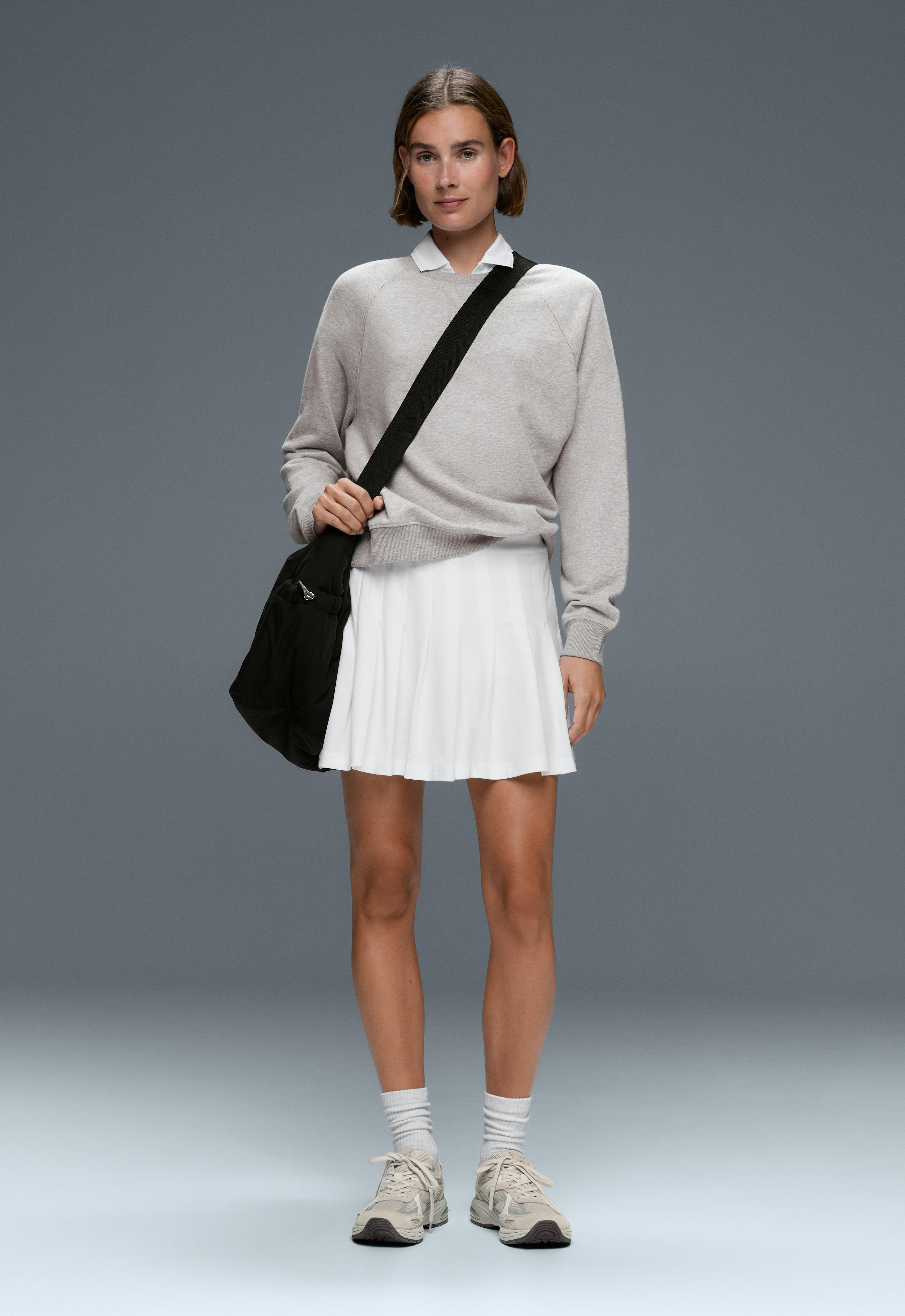 Cotton piqué pleated mini skirt
