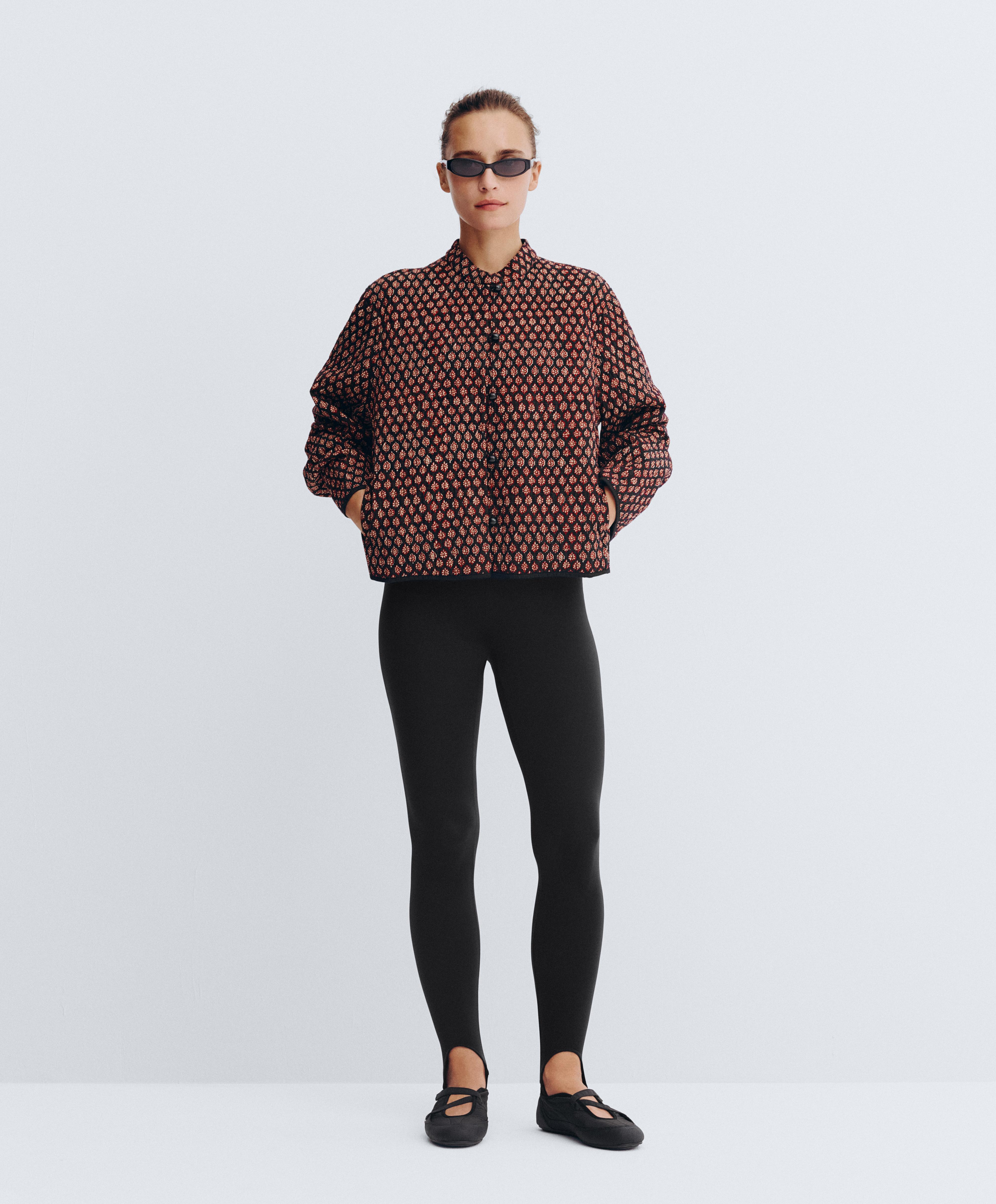 100% cotton quilted mandarin collar jacket — MAROON