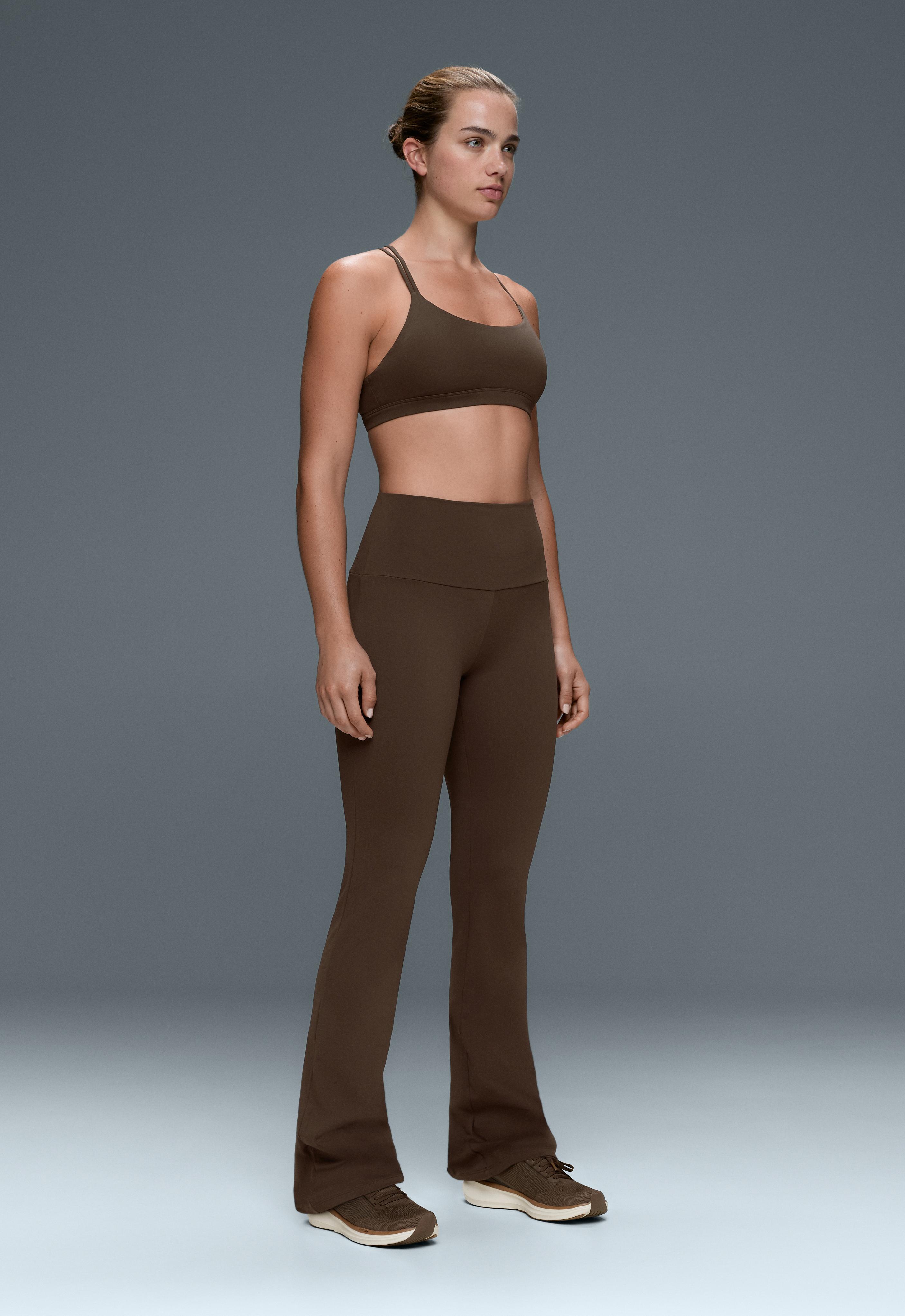 High-rise Comfortlux flare trousers — DARK BROWN