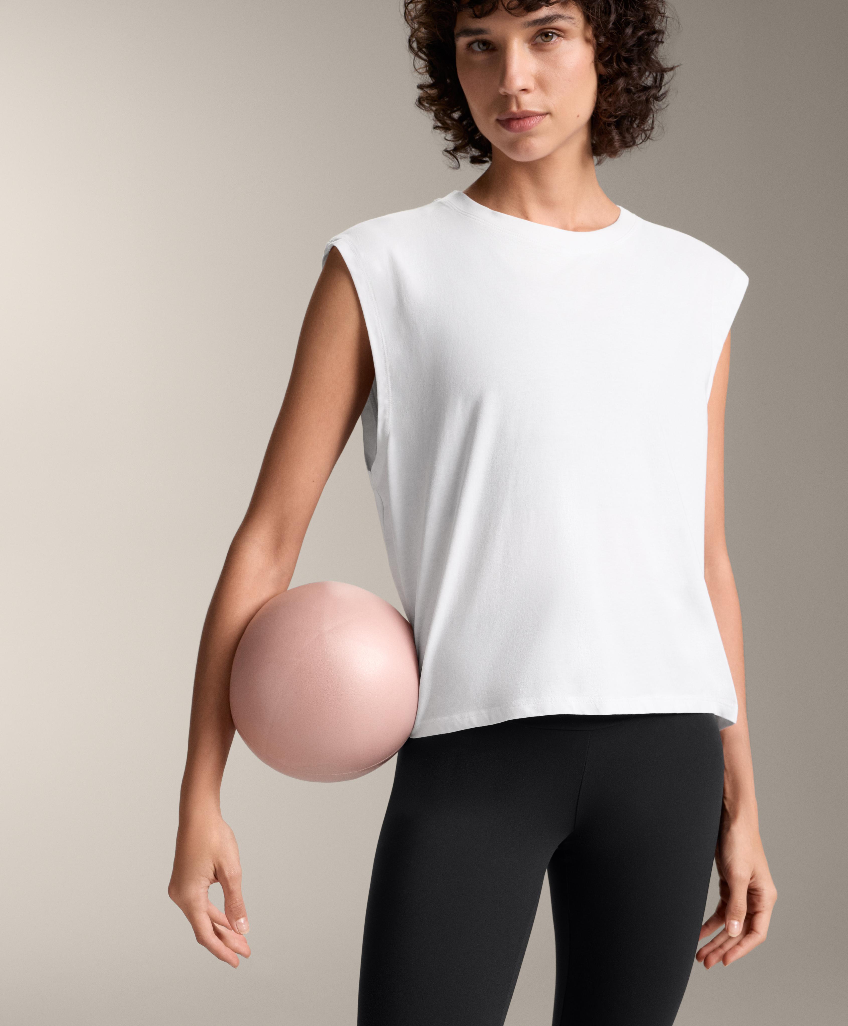 Cotton blend sleeveless T-shirt — WHITE
