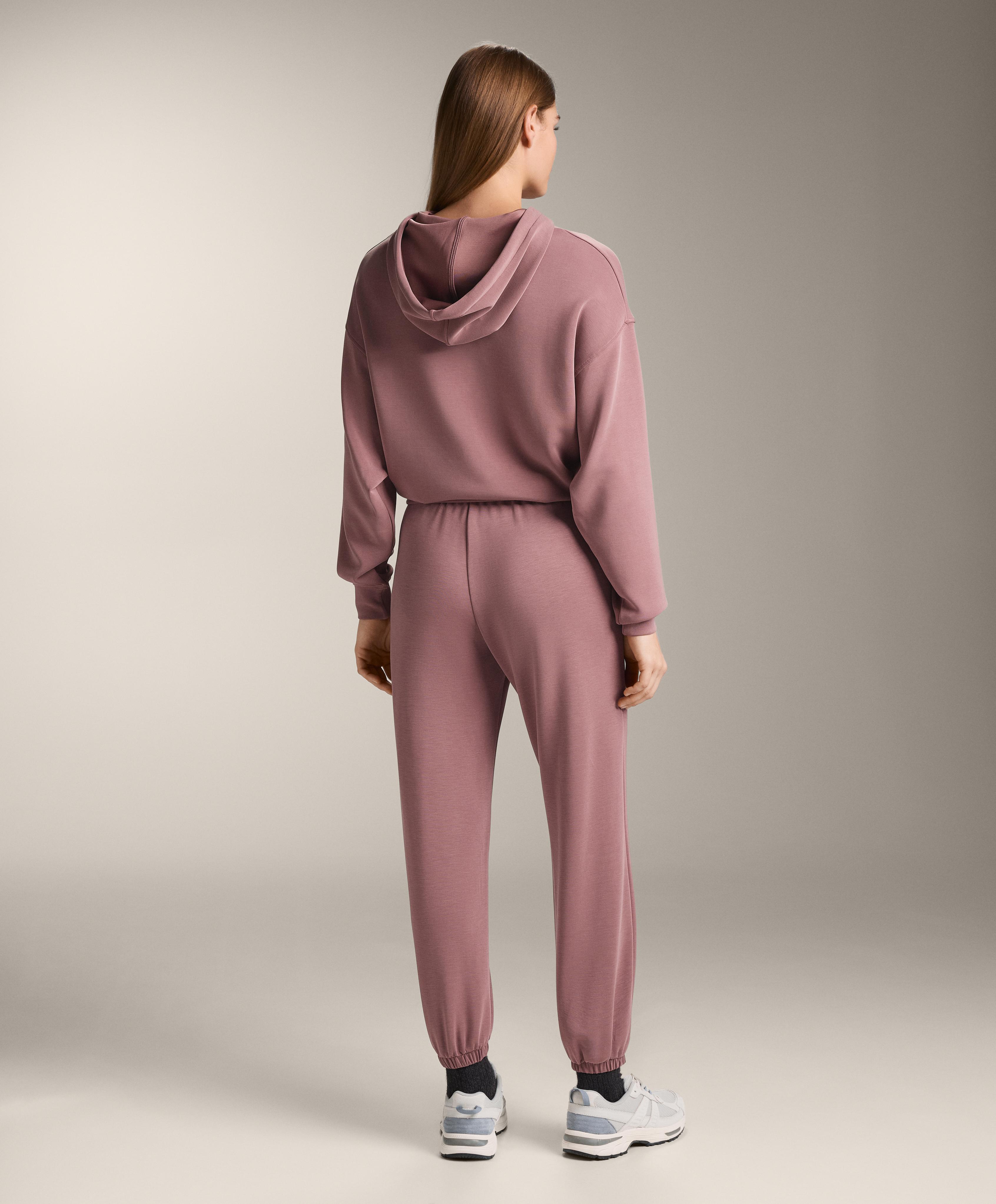 Boxy hooded sweatshirt with modal — PINK-MAUVE