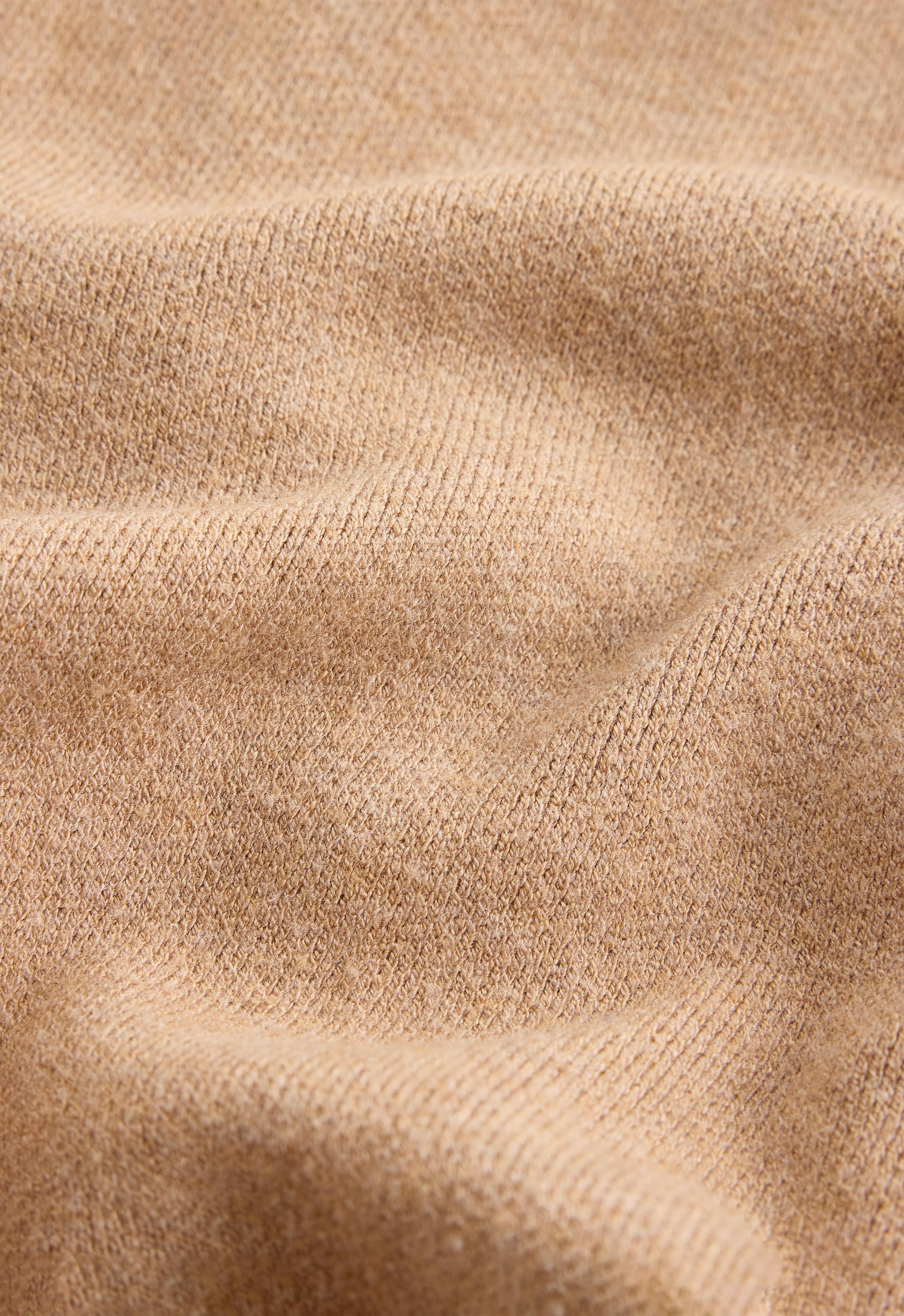 Wide-leg knit trousers with piping and splits — CAMEL