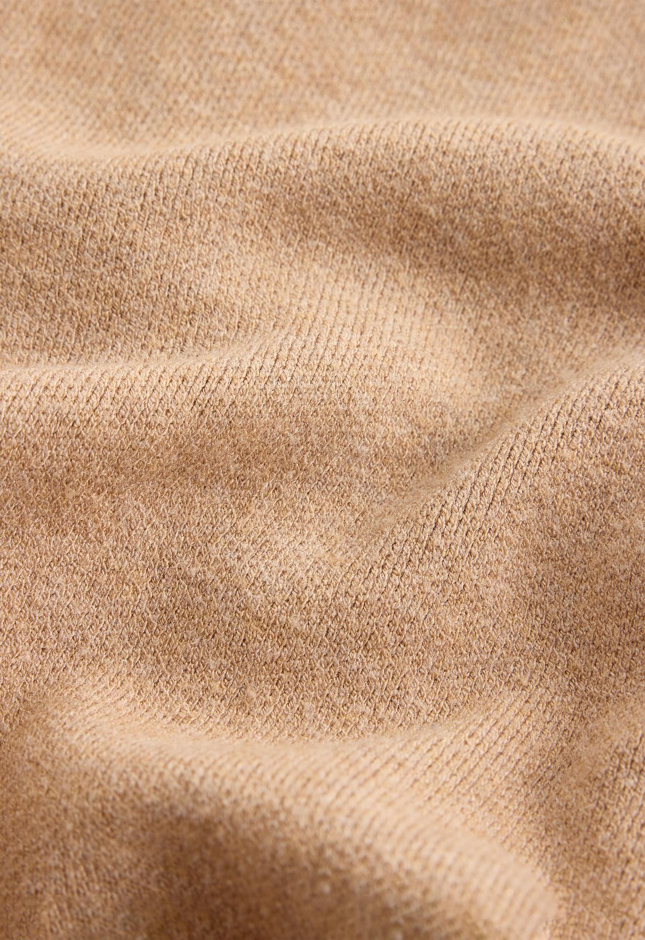 Wide-leg knit trousers with piping and split — CAMEL