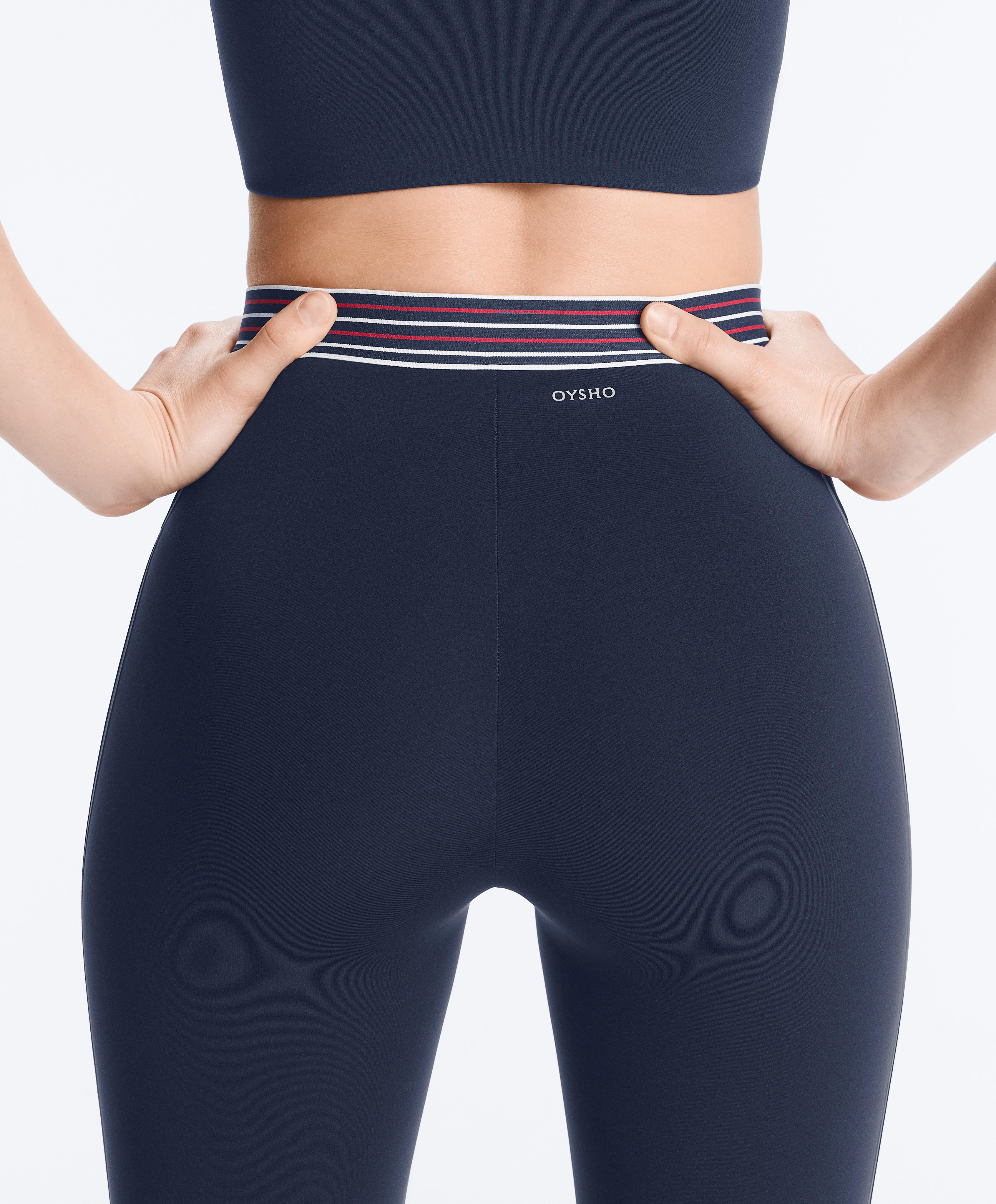 High-rise Compressive core control 65 cm ankle-length leggings — NAVY BLUE