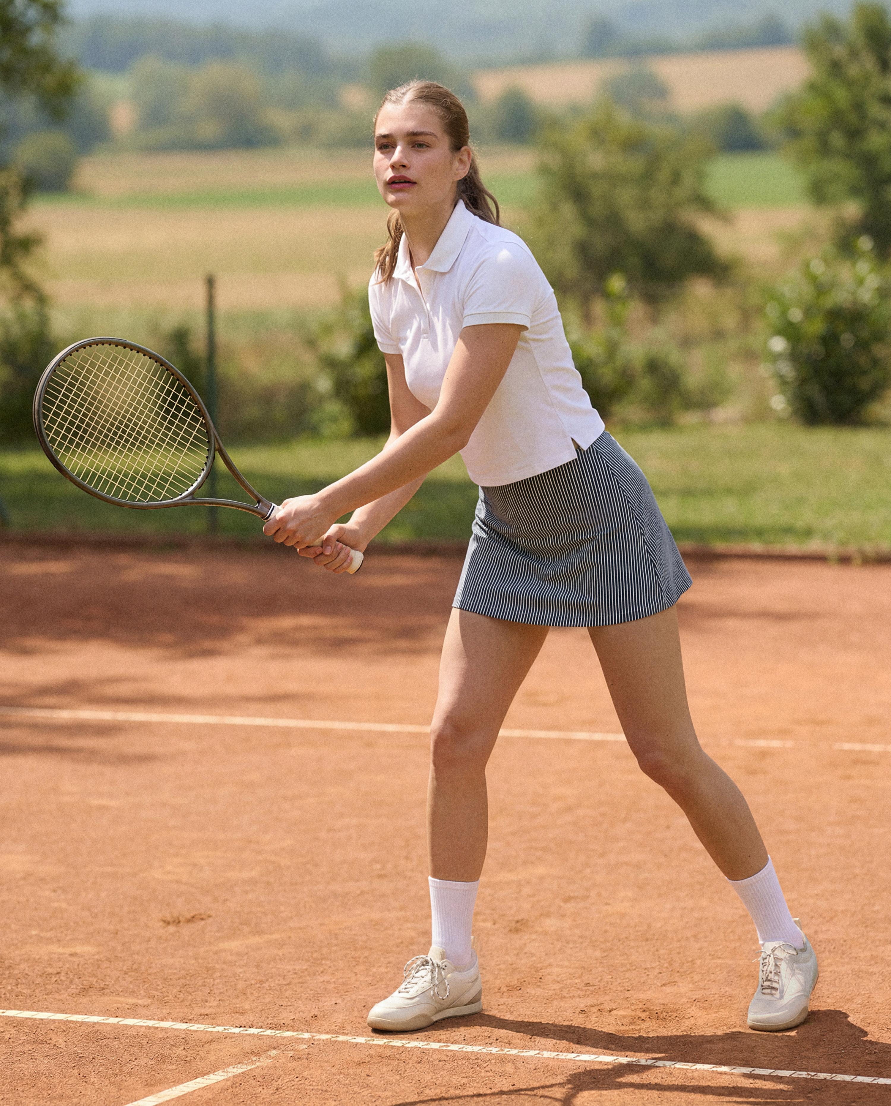 Evermove high rise striped short skirt — STEEL GREY