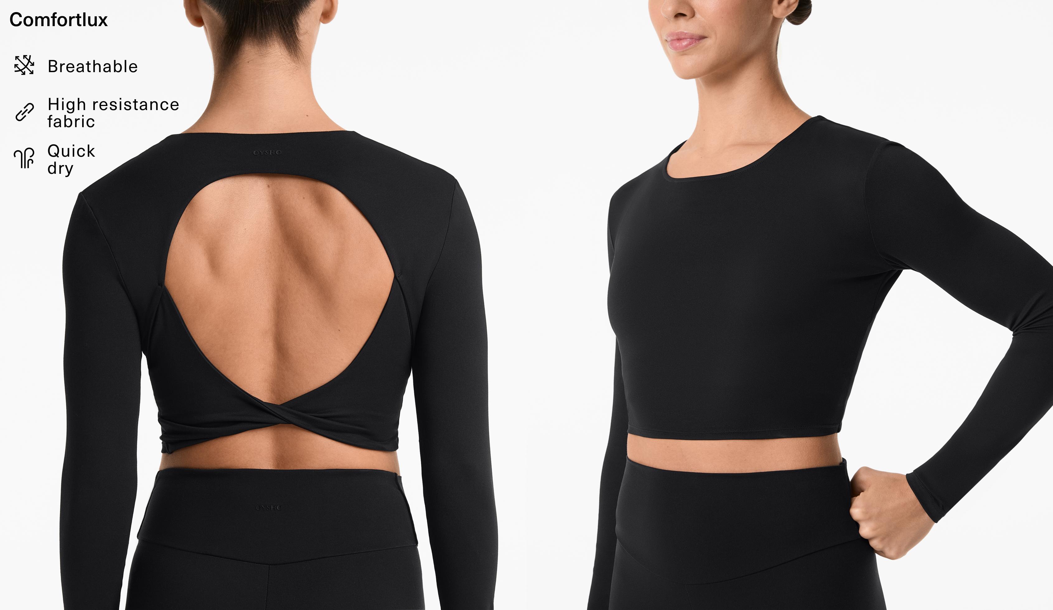 Comfortlux long-sleeved T-shirt with open back