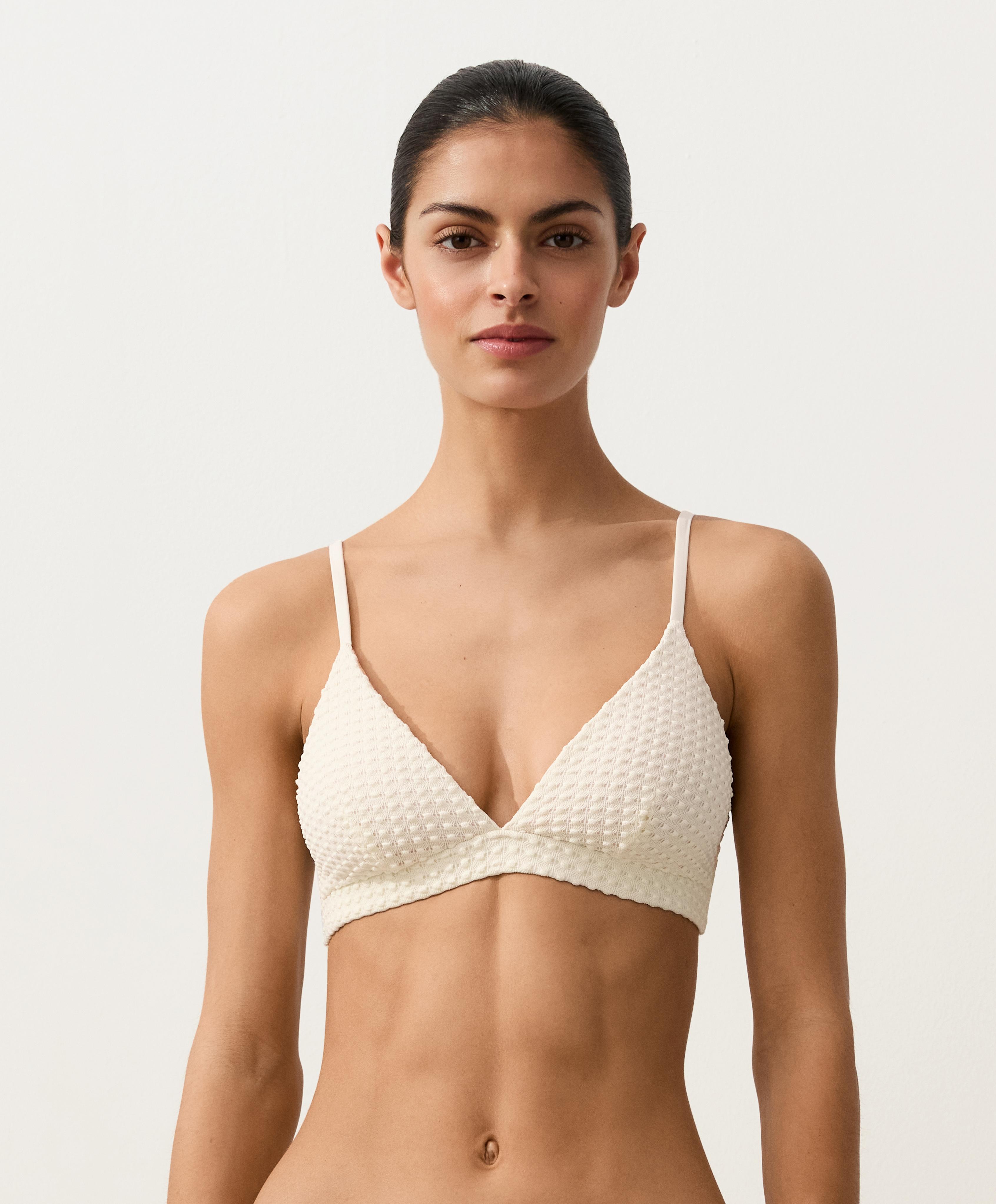 Bubble-texture crochet triangle bikini top