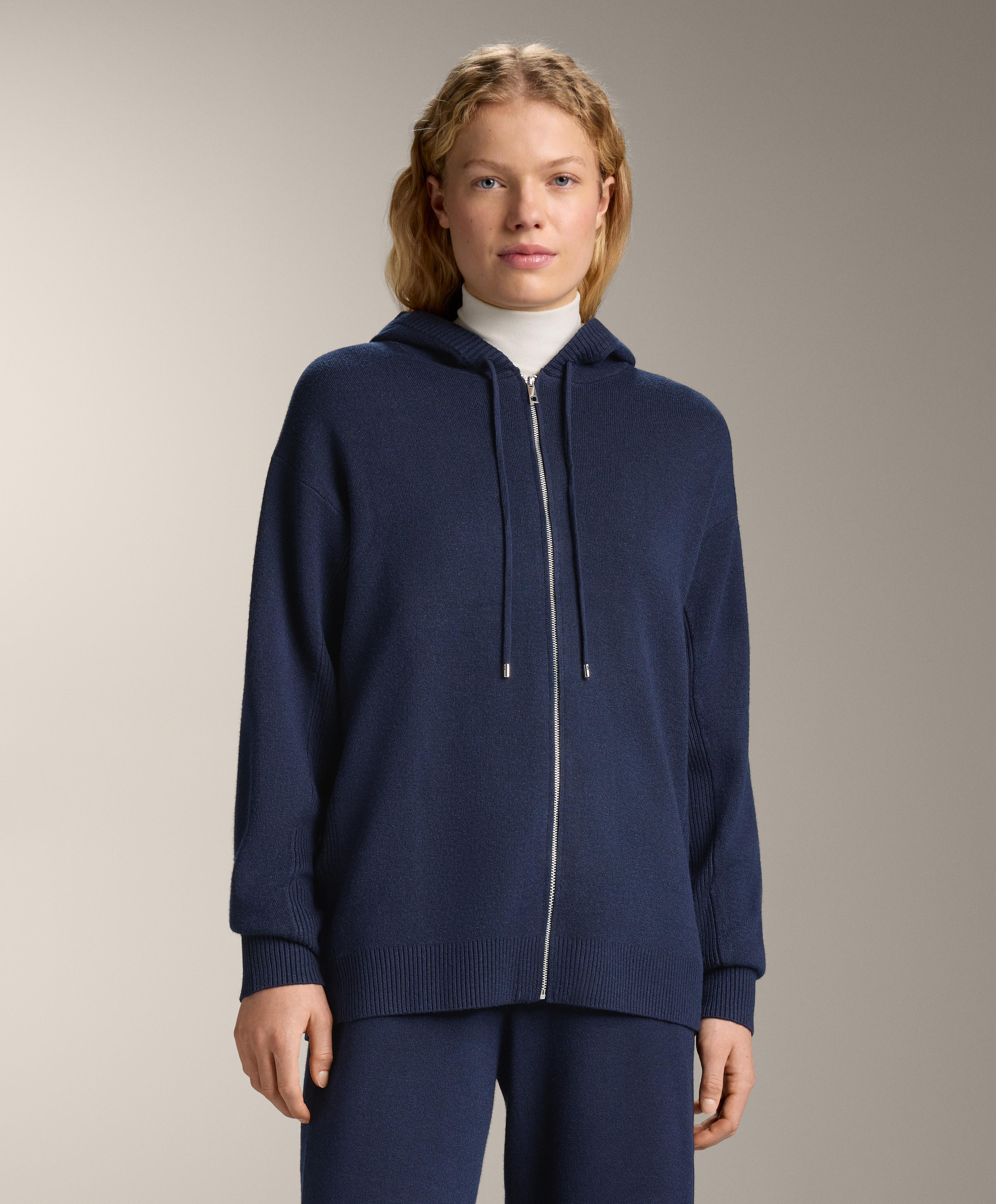 Long knit cardigan with hood