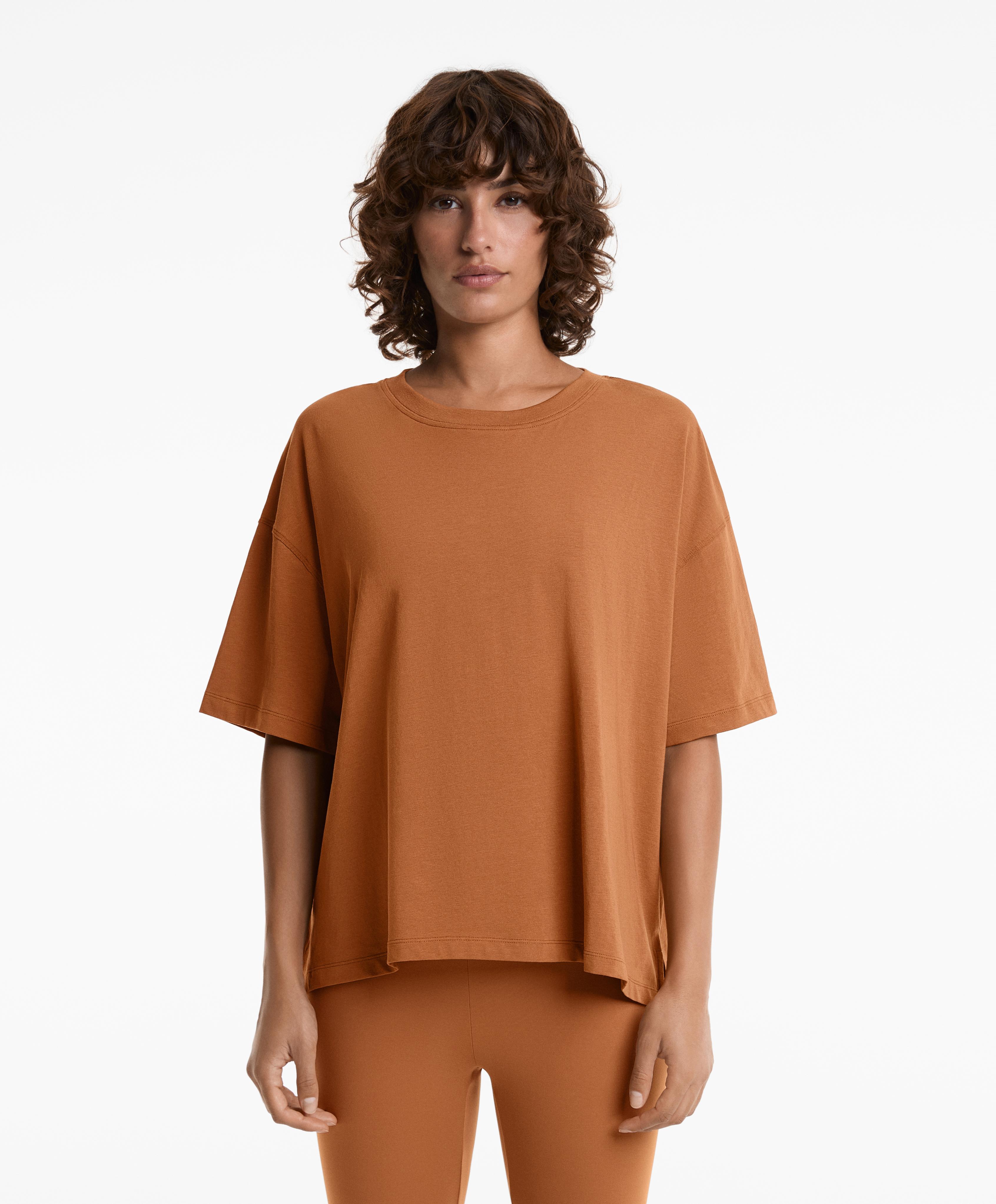 Κοντομάνικη μπλούζα boxy από μείγμα με βαμβακιού Κοντομάνικη μπλούζα boxy από μείγμα με βαμβακιού