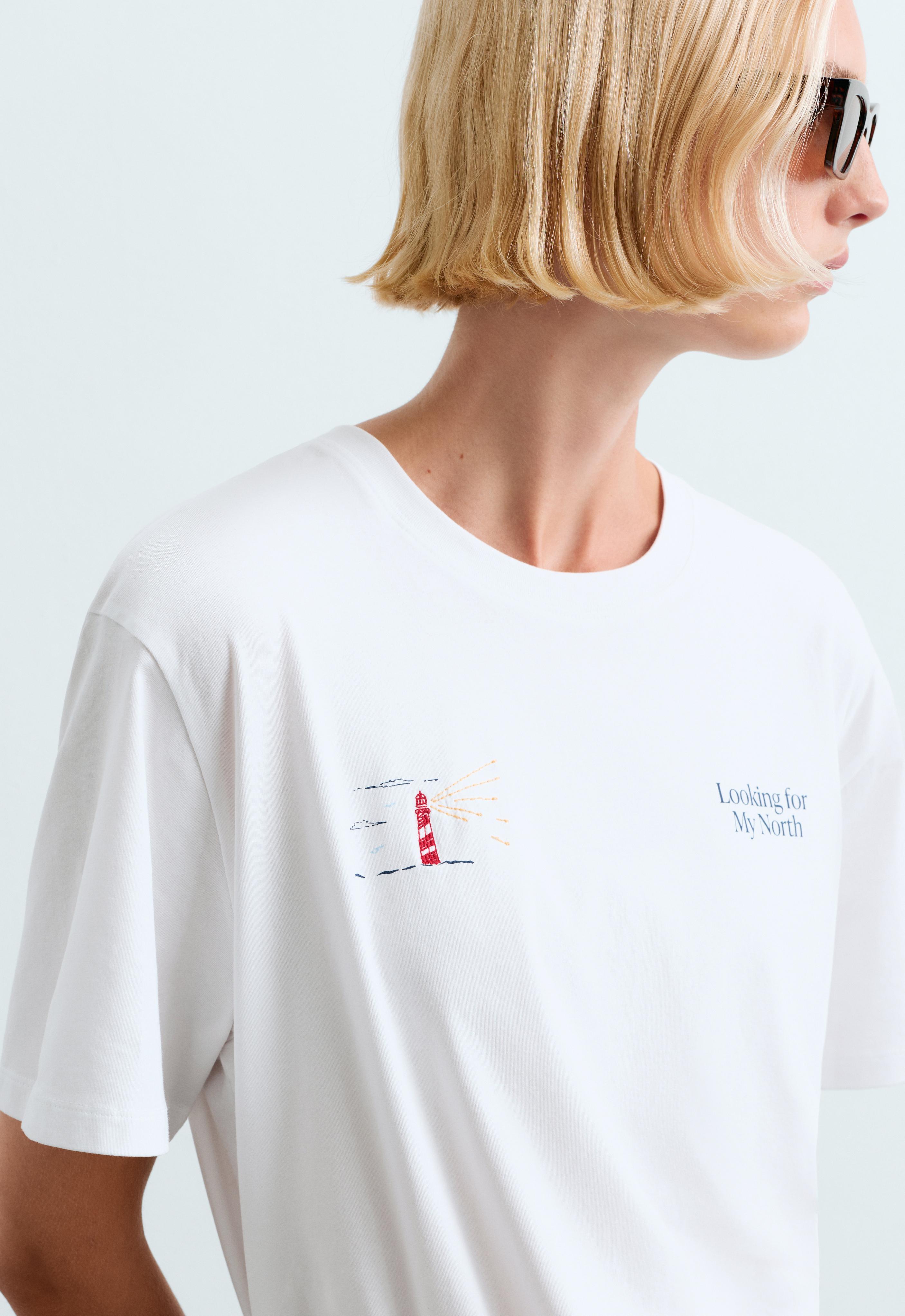 Bedrucktes Boxy-T-Shirt aus Baumwollmischung Bedrucktes Boxy-T-Shirt aus Baumwollmischung
