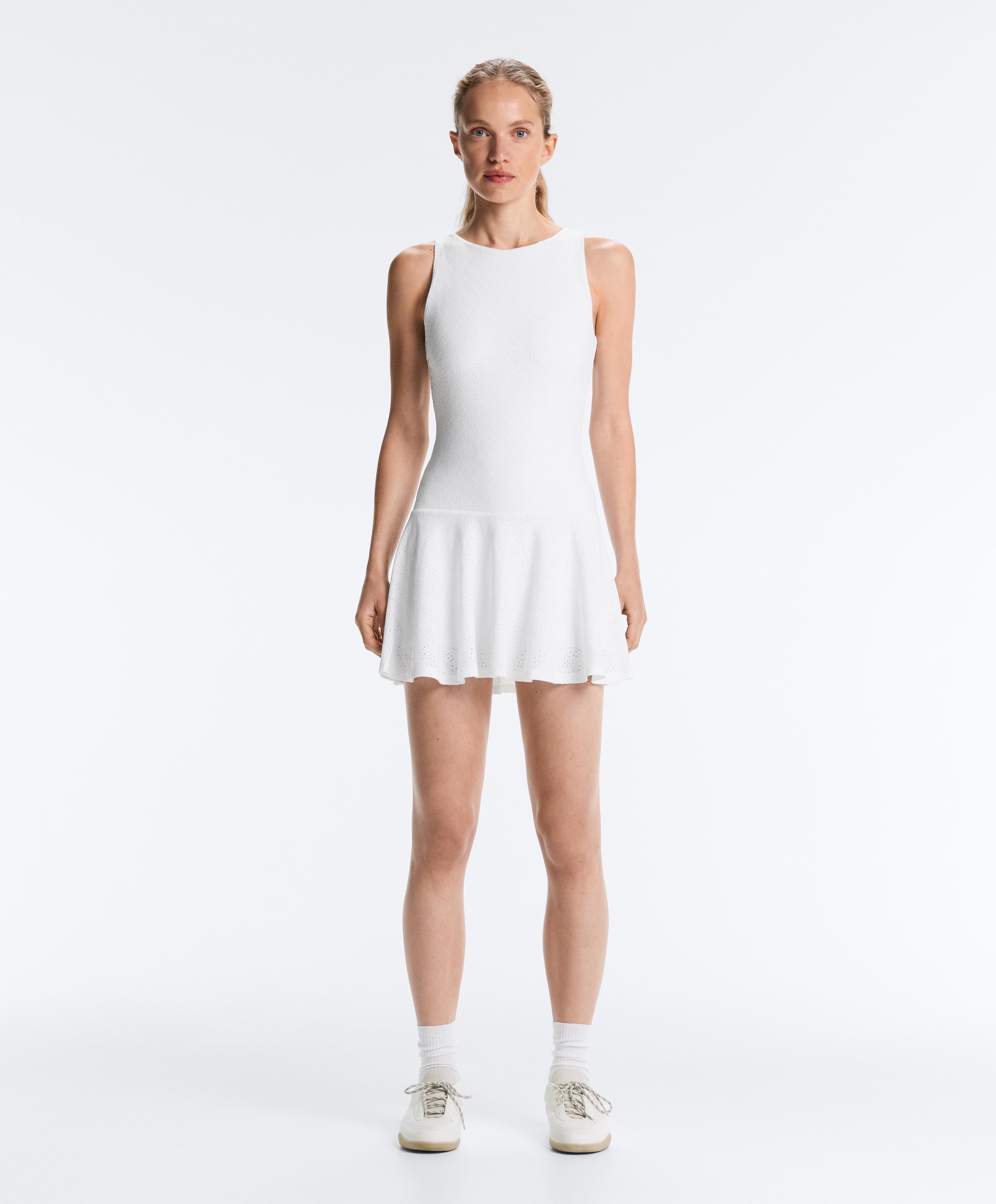 Embroidered Comfortlux short dress — WHITE