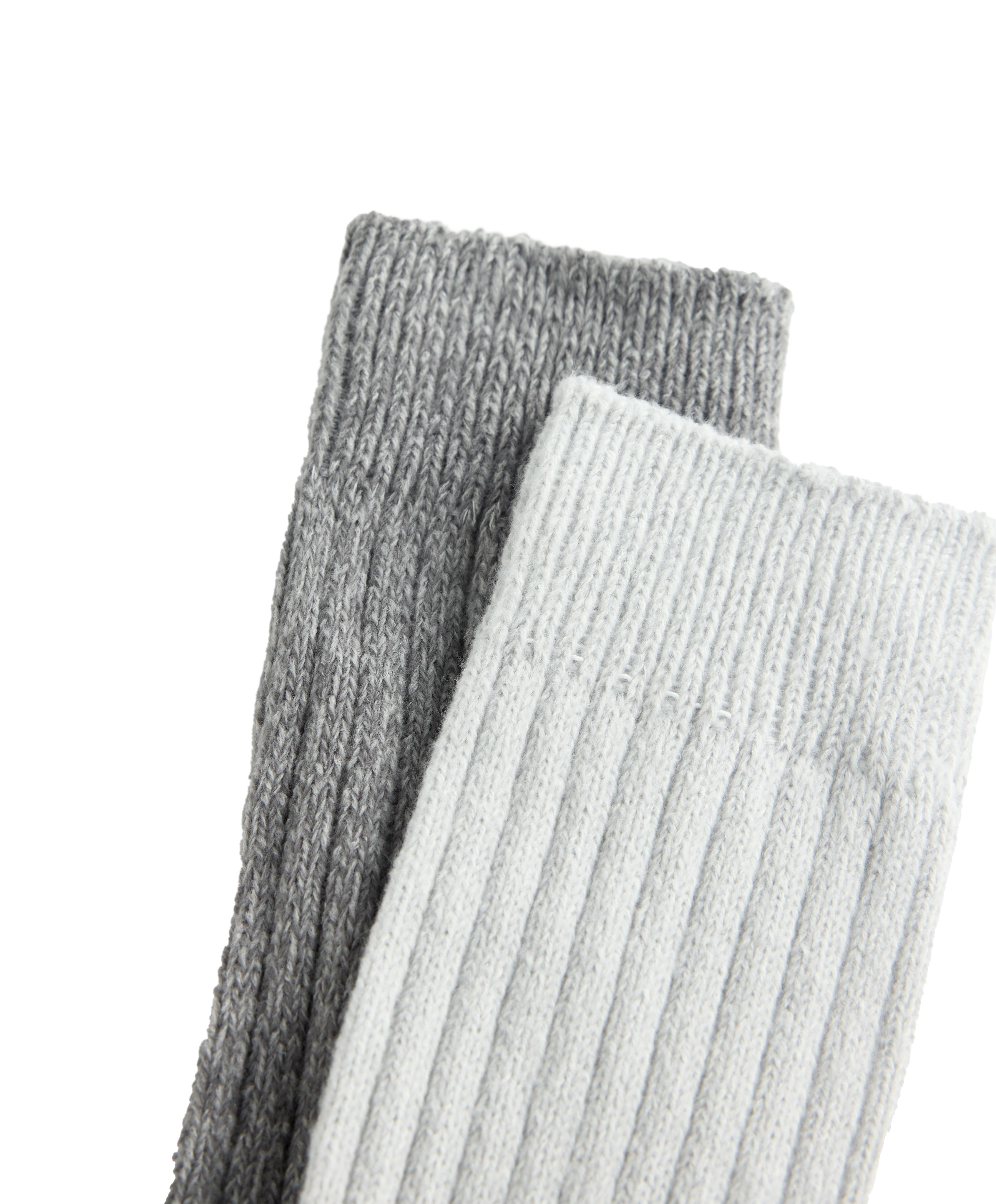 2 Pairs of Classic Ribbed Socks — PALE GREY MELANGE