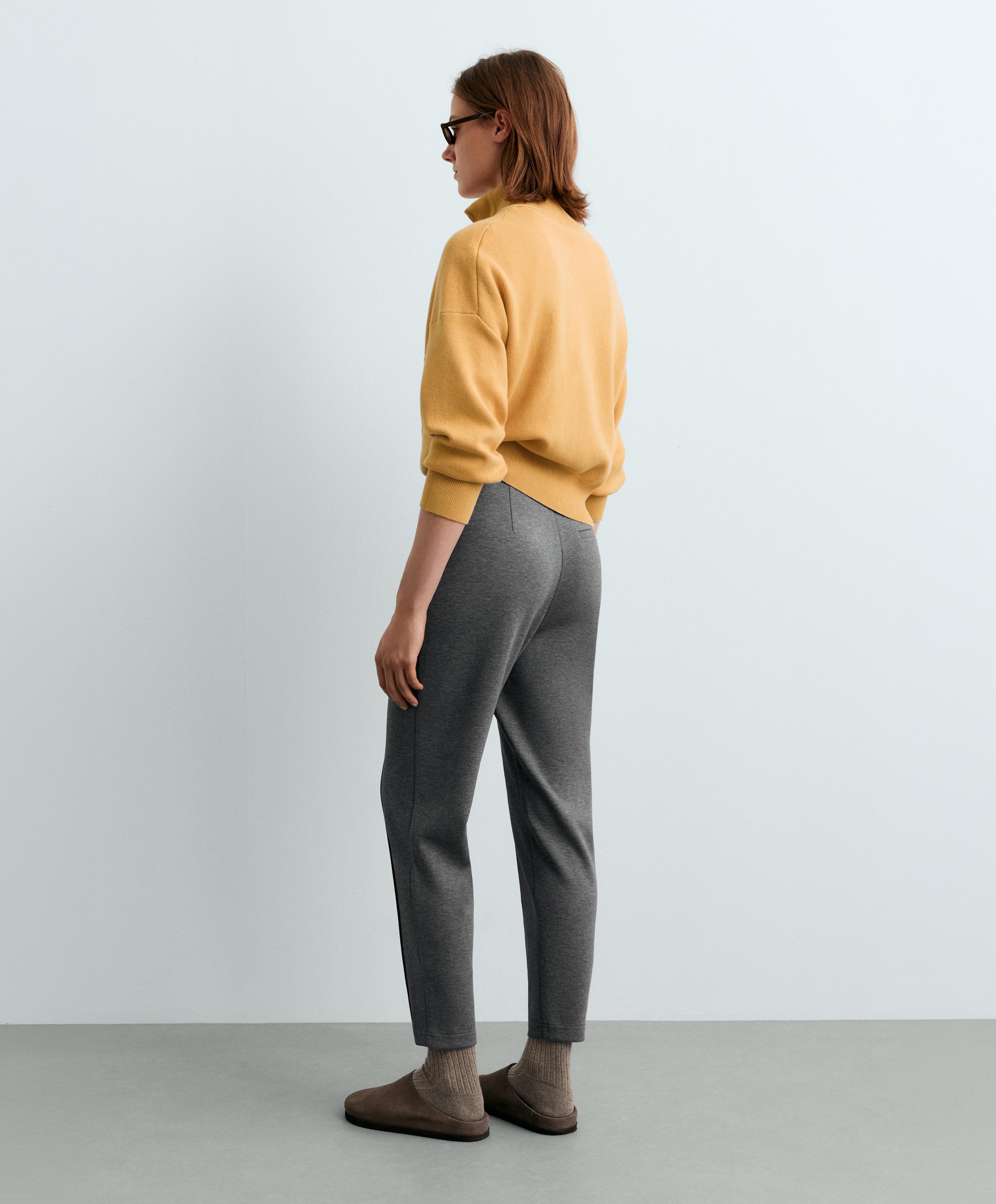 Piqué cotton seam skinny trousers — GREY