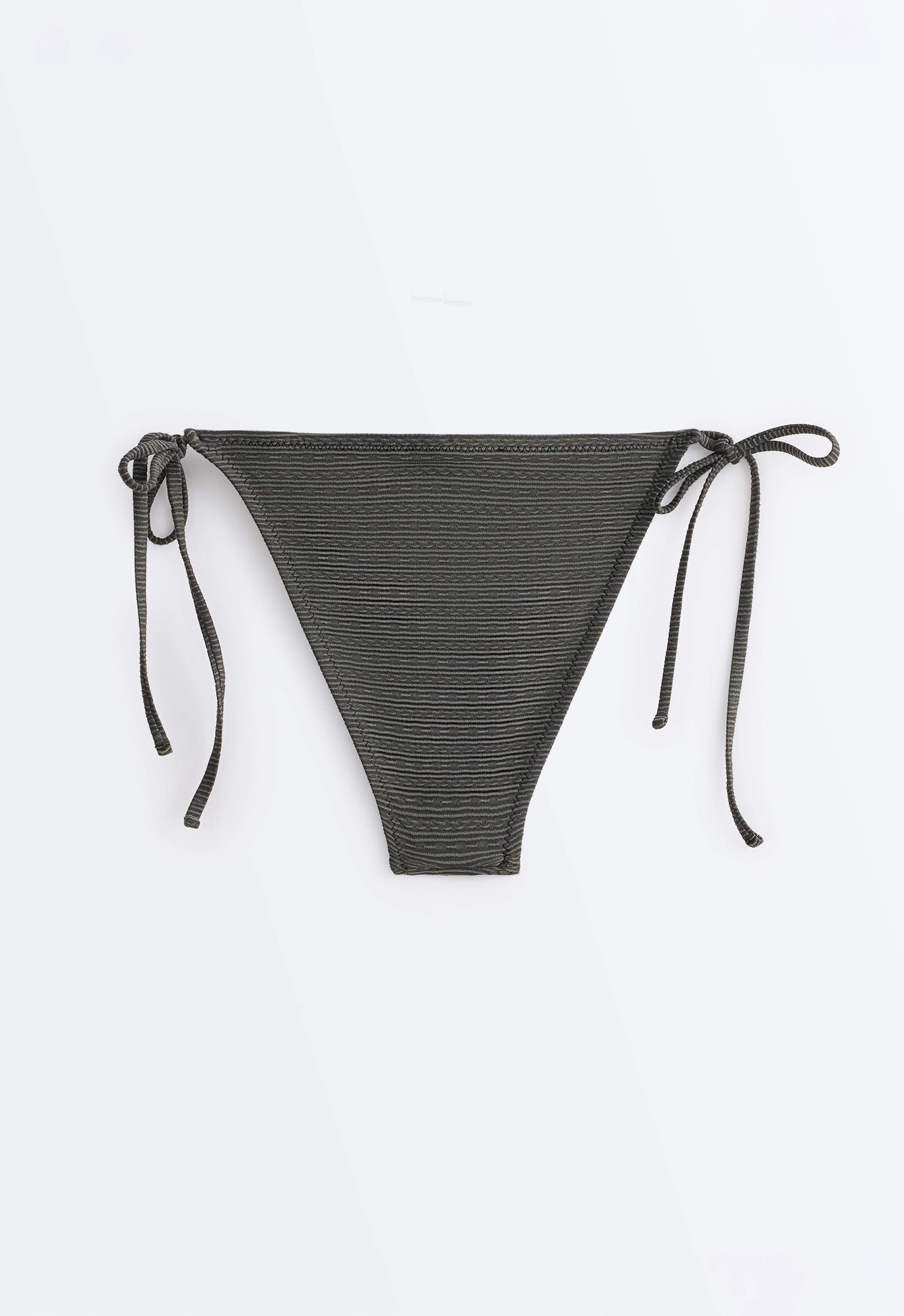 Medium-coverage washed-effect jacquard tie bikini briefs — WASHED ANTHRACITE