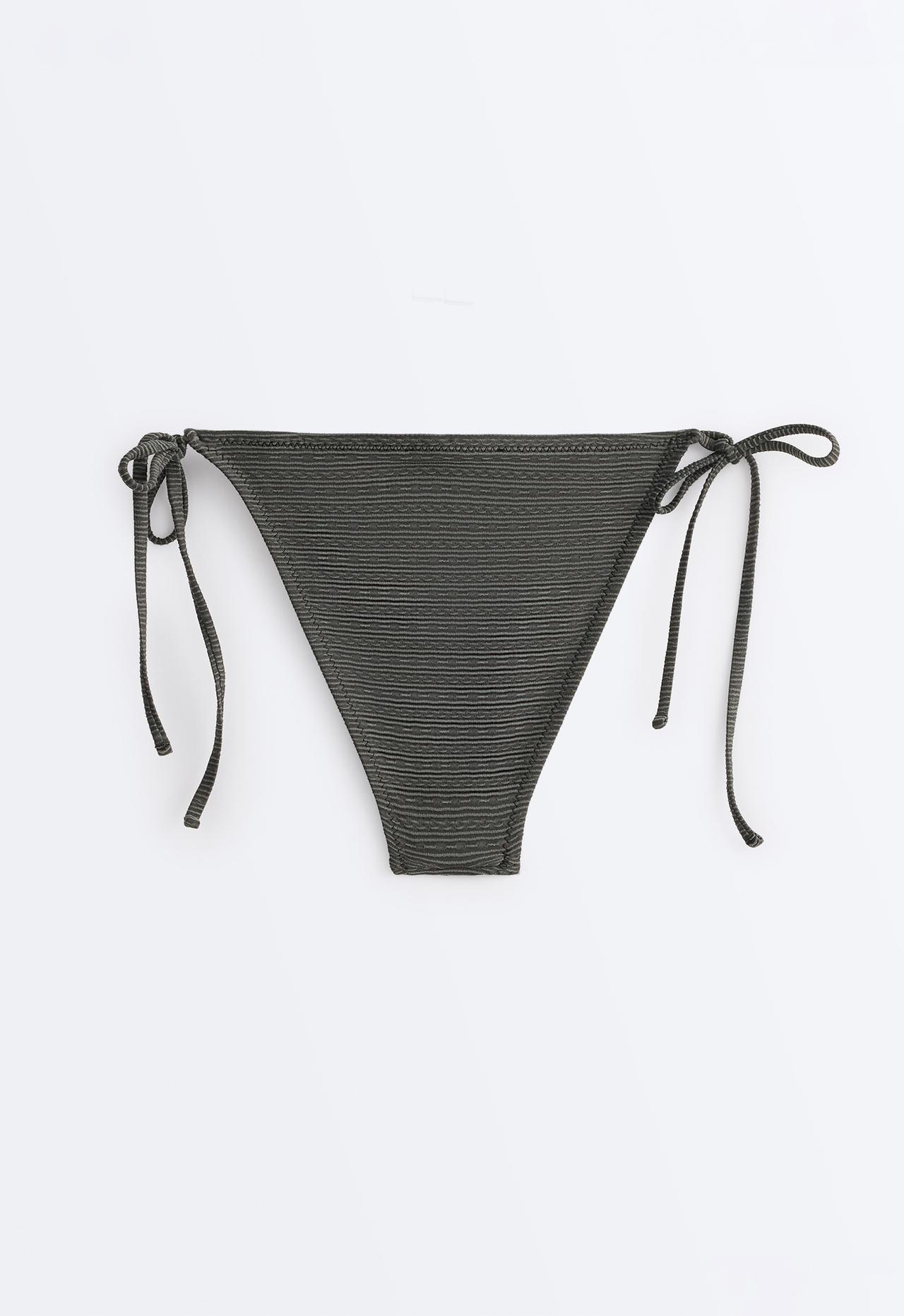 Medium-coverage washed-effect jacquard tie bikini briefs — WASHED ANTHRACITE