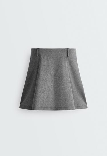 Short pleated piqué cotton skirt — GREY 7