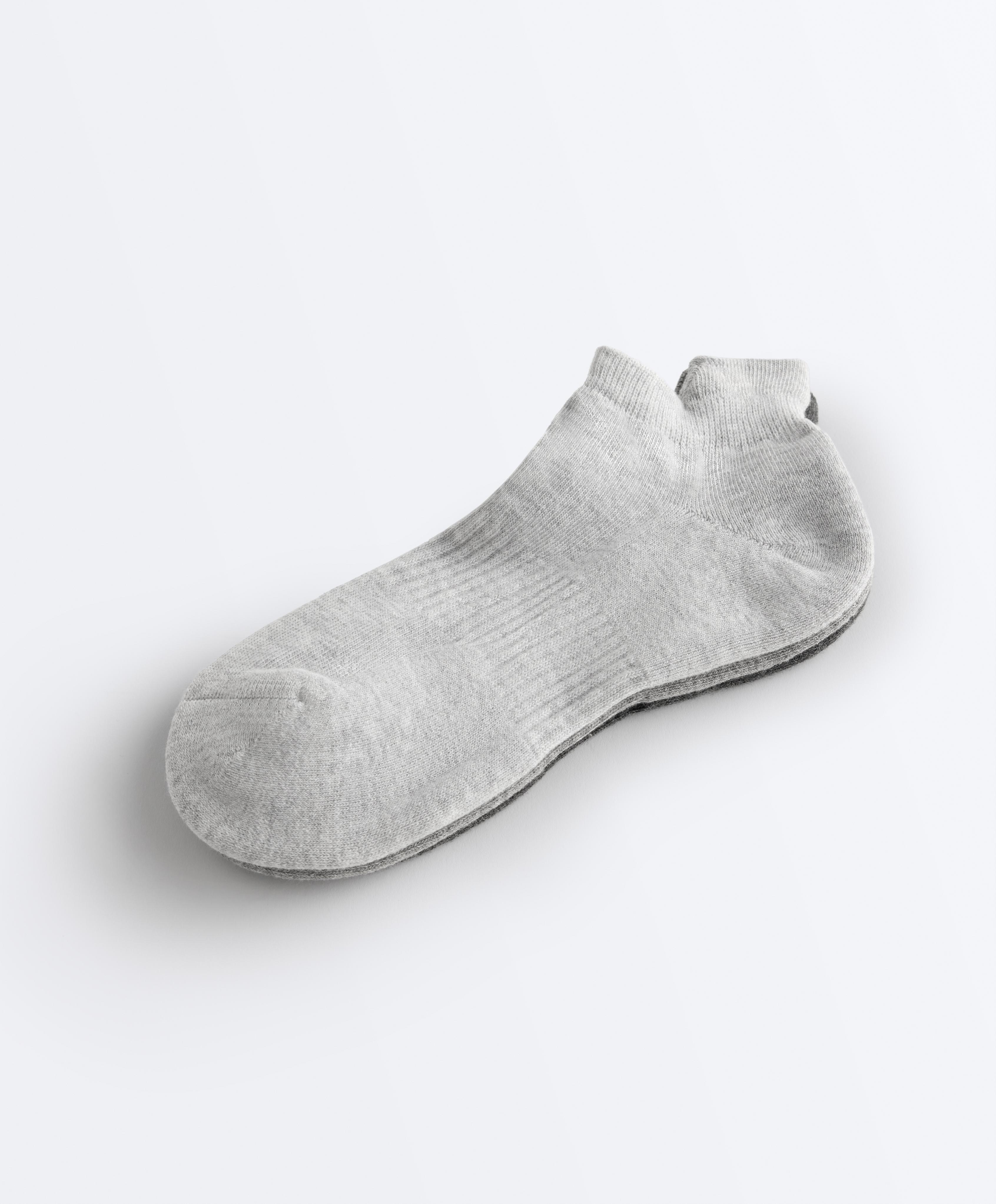 3 pairs of tab cotton blend sports sneaker socks — PALE GREY MELANGE