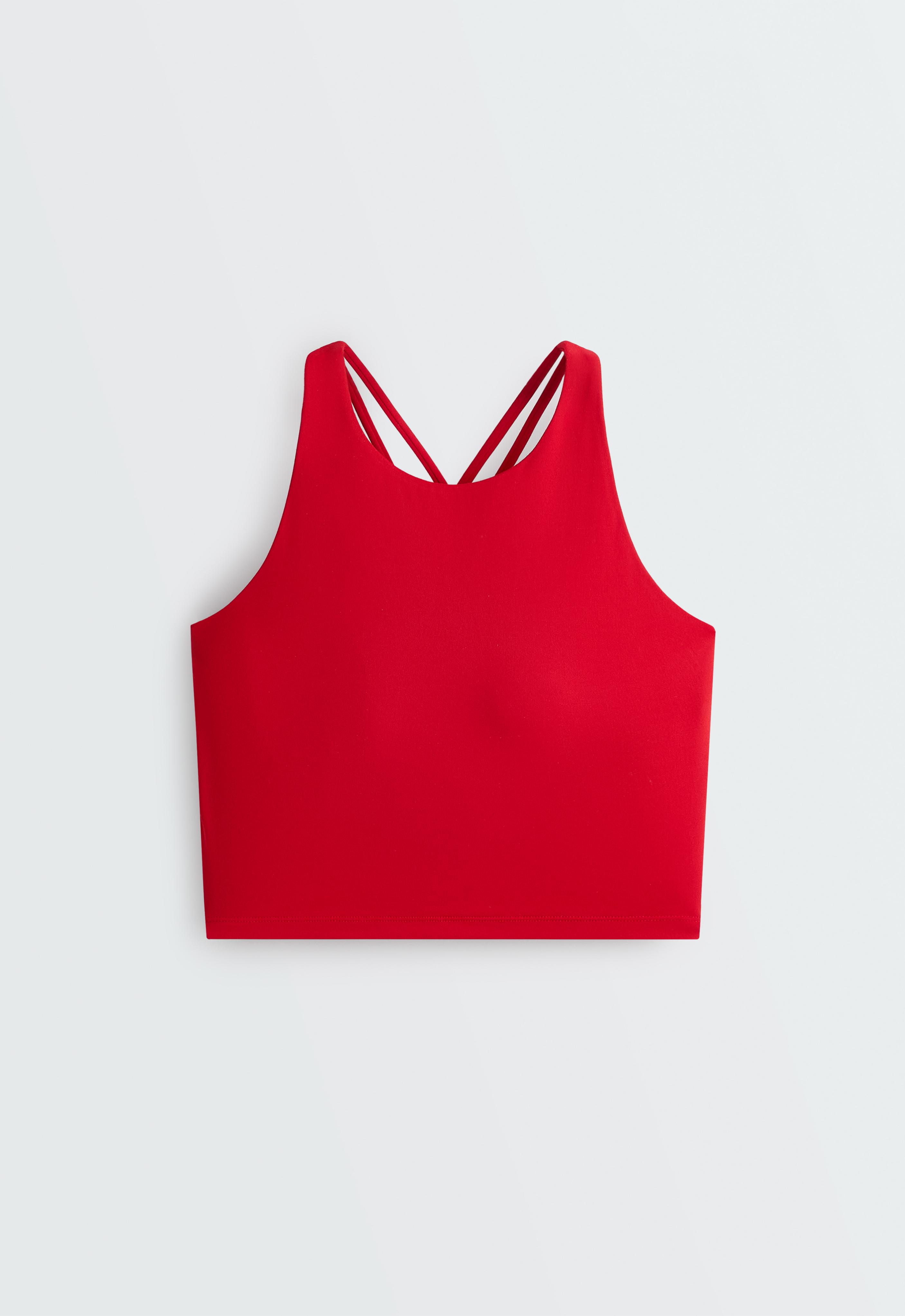 Comfortlux strappy tank top with cups — STRONG RED