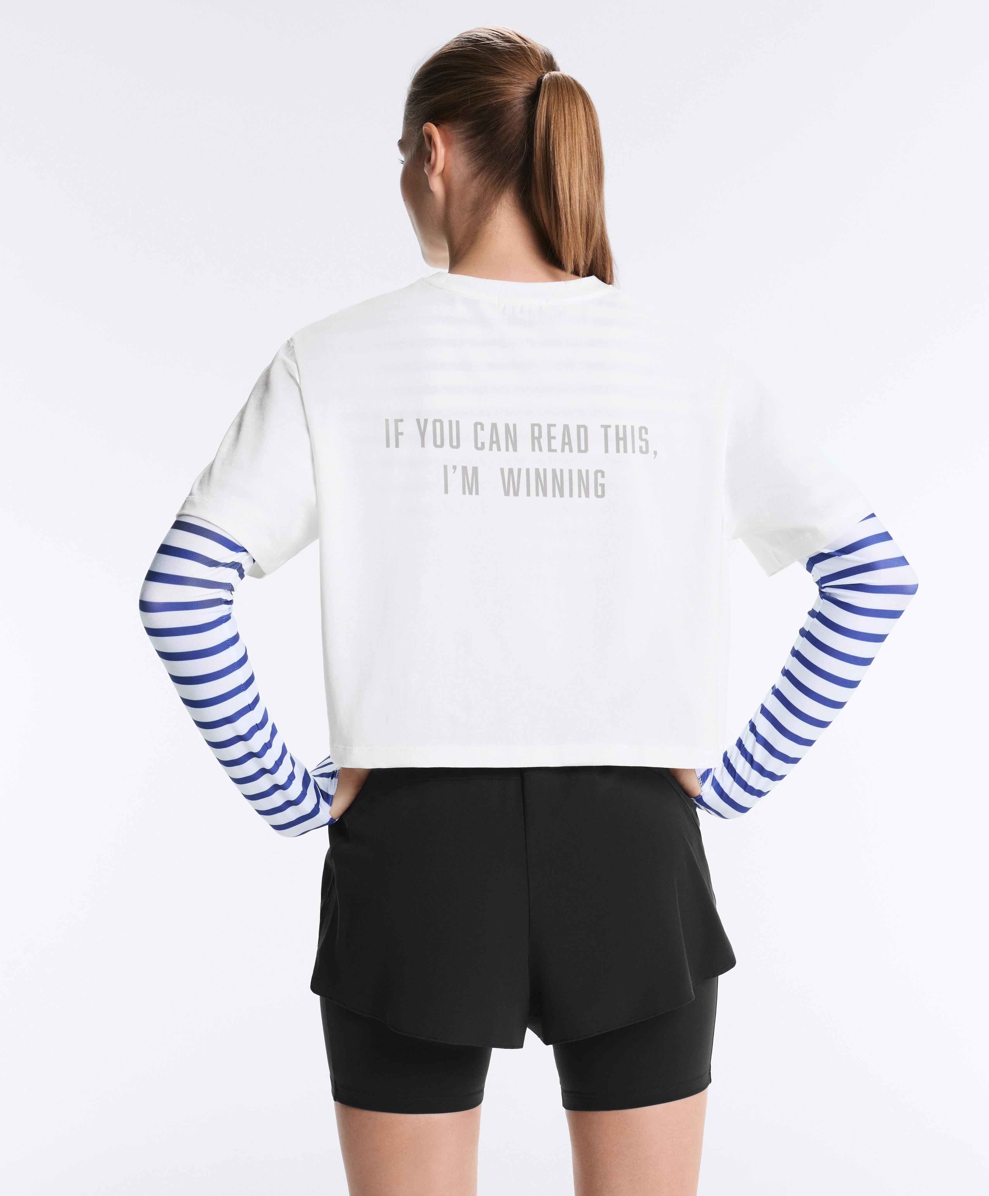 Boxy cropped cotton blend slogan T-shirt — WHITE 