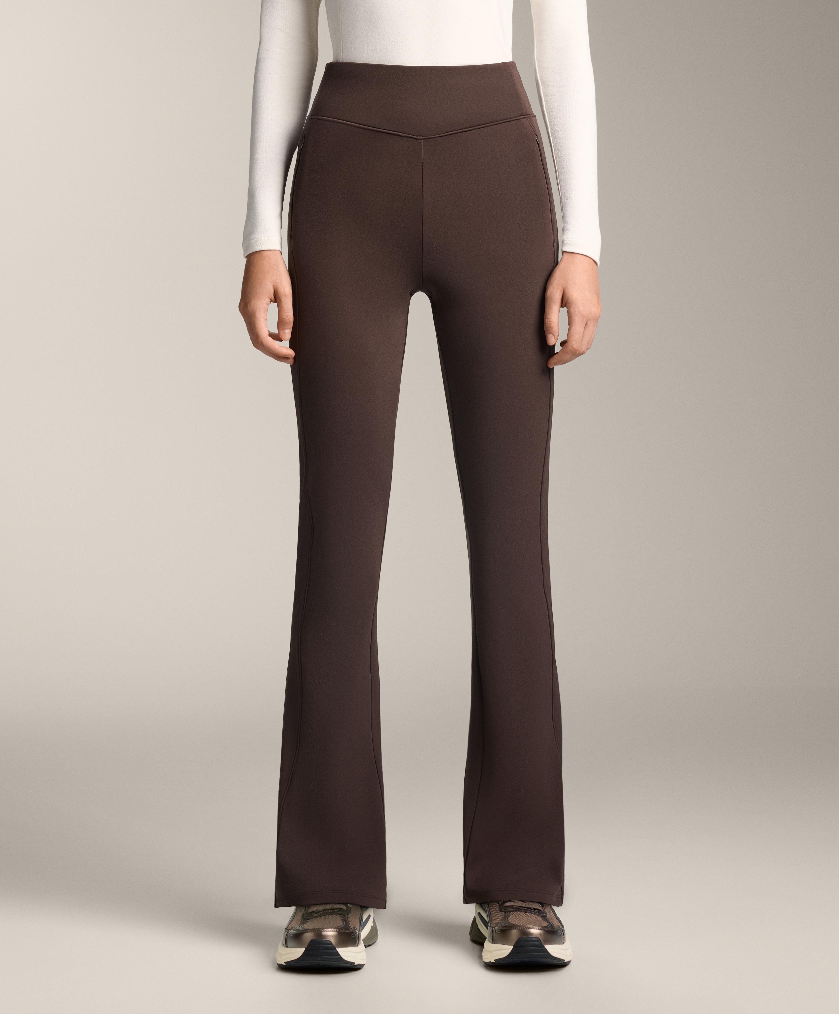 High rise warm flare trousers with pockets — DARK REDDISH‑BROWN