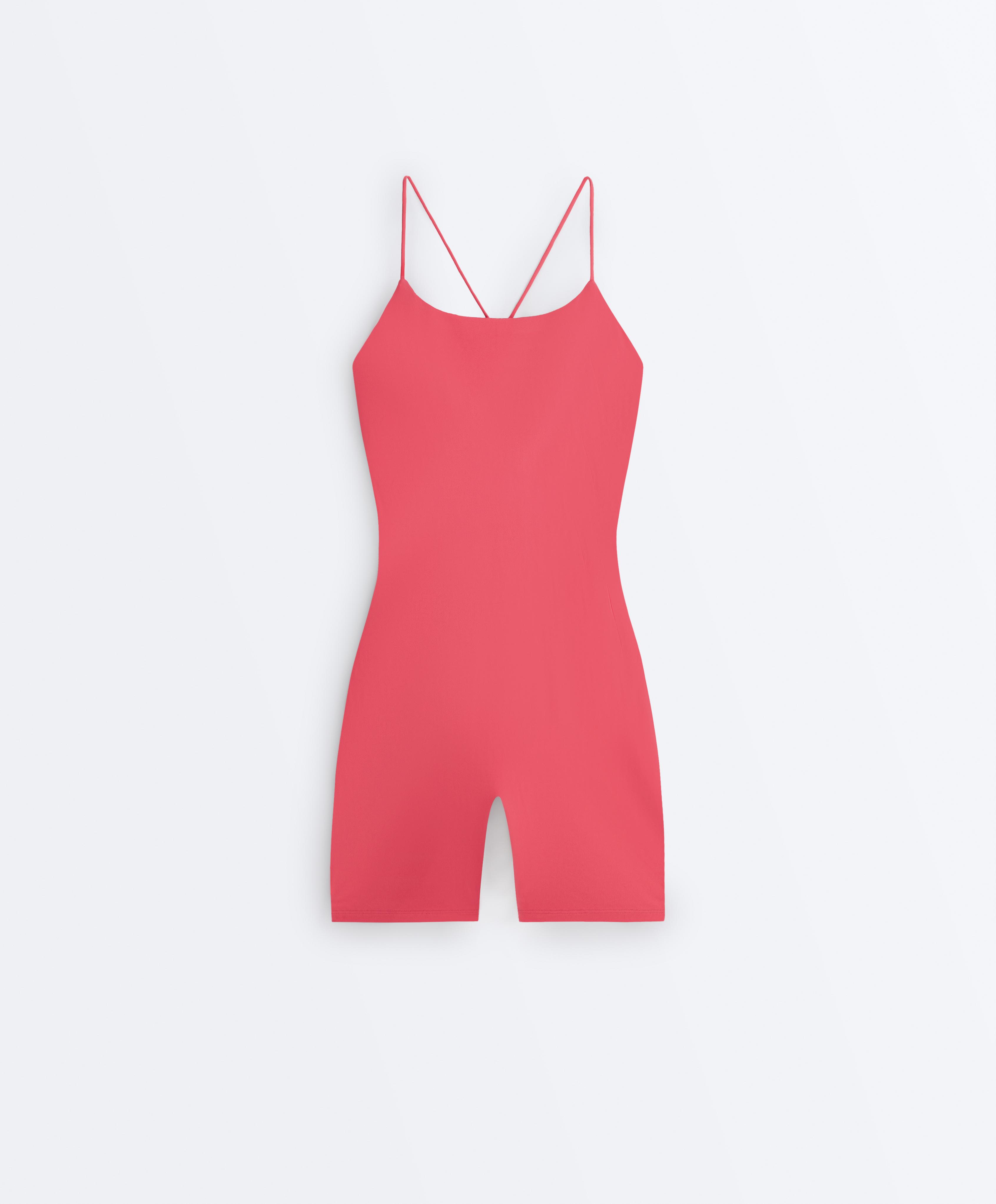 Comfortlux strappy back short jumpsuit — WASHED RED