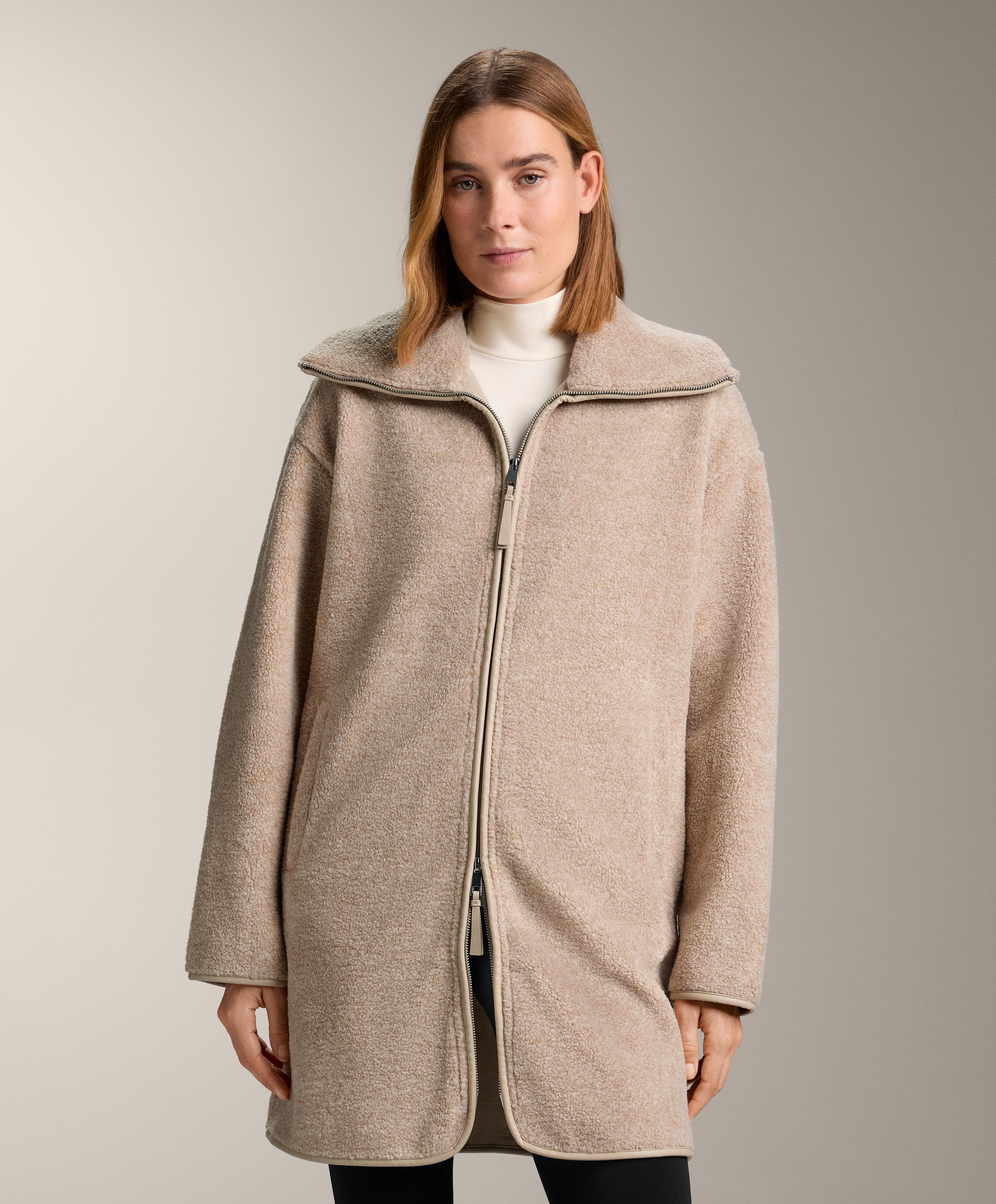Long faux-shearling jacket — SAND MELANGE