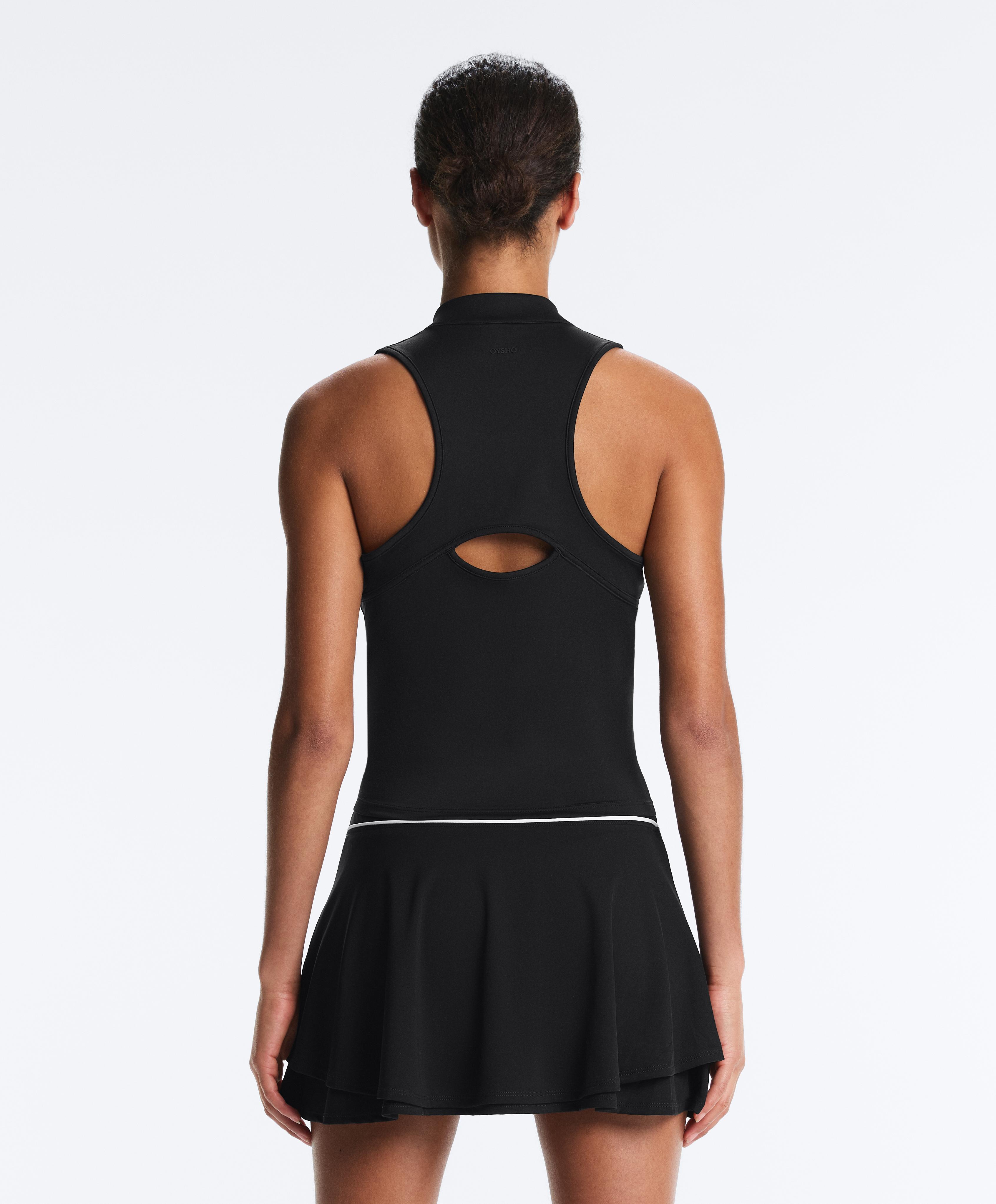 Half-zip sleeveless top — BLACK