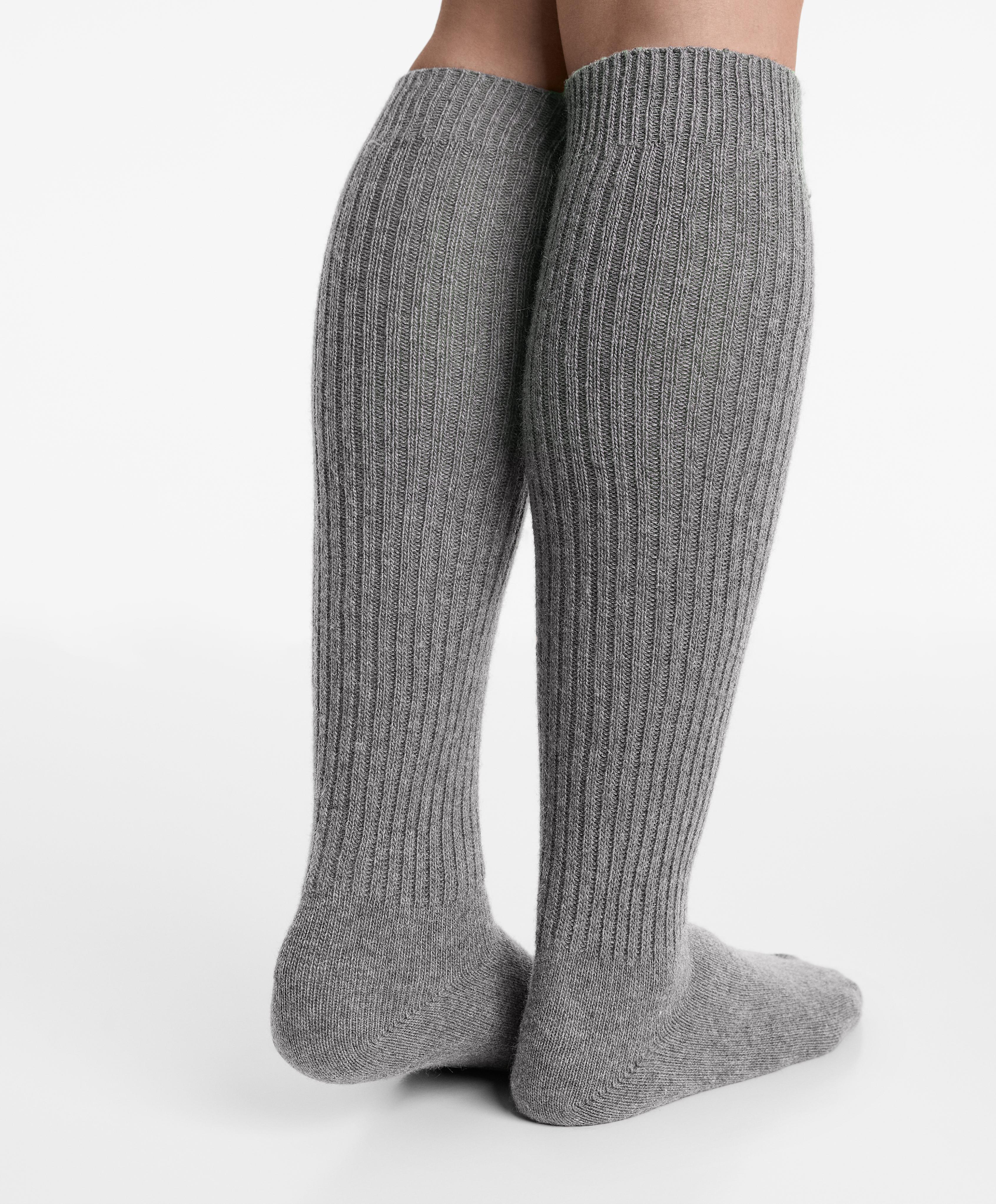 18% cashmere 13% wool long socks — DARK-GREY MELANGE