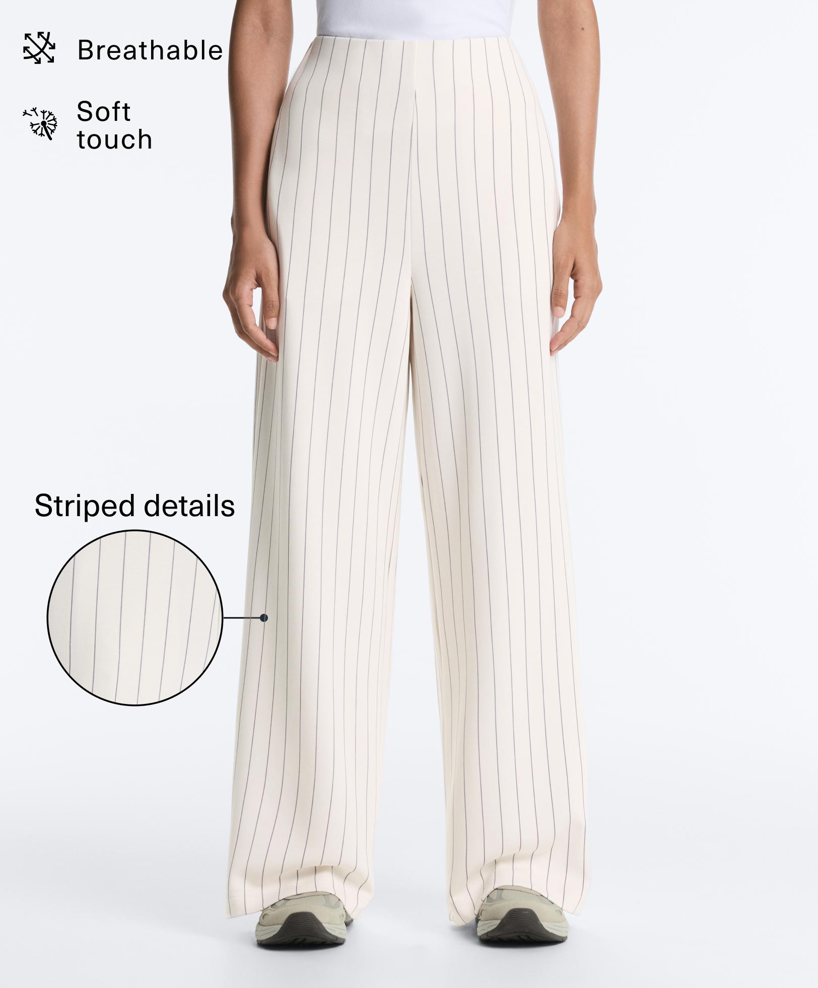 Soft-touch pinstripe wide-leg trousers with modal Soft-touch pinstripe wide-leg trousers with modal