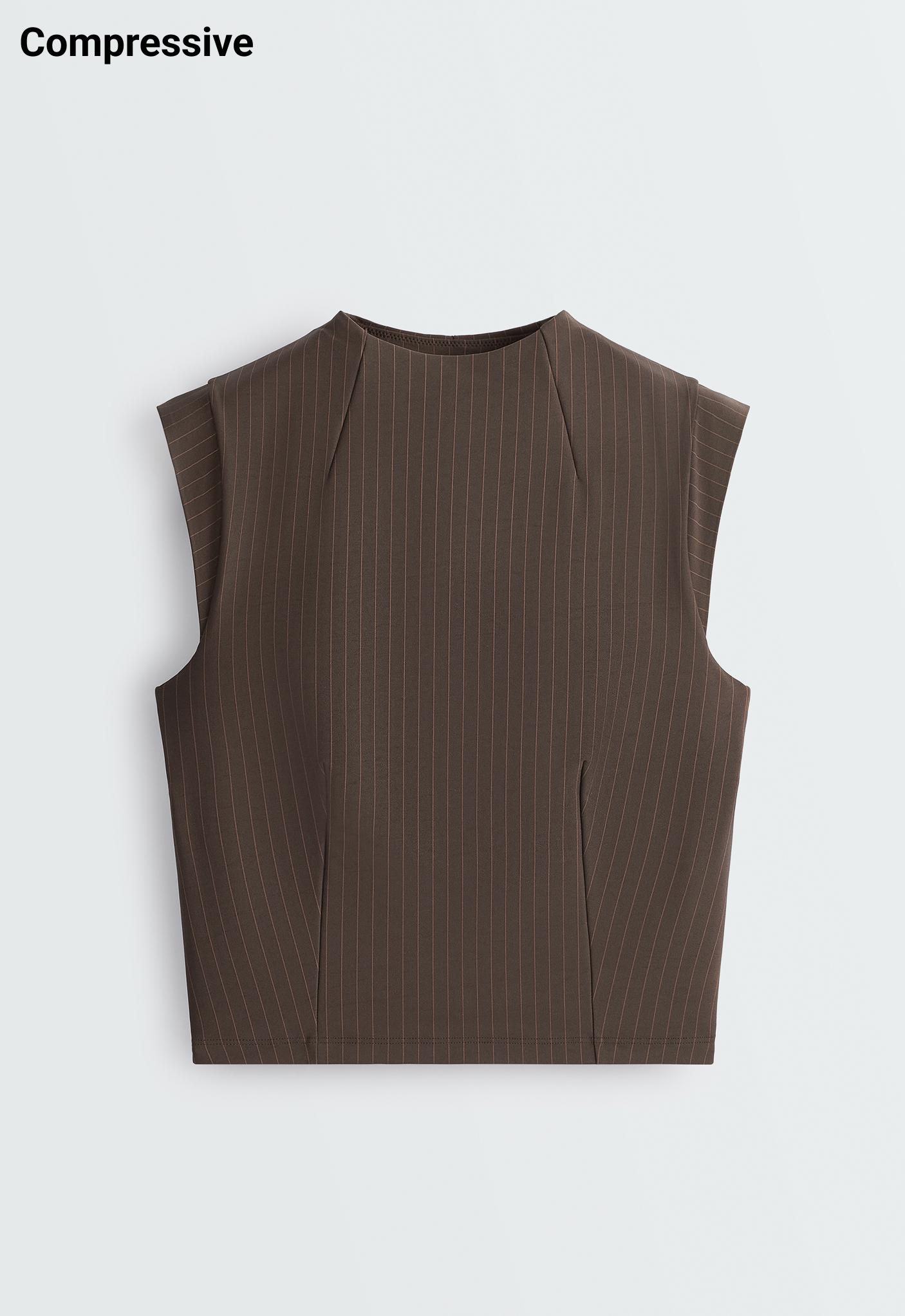 Compressive īspiedurkņu Tank top ar smalku svītru rakstu