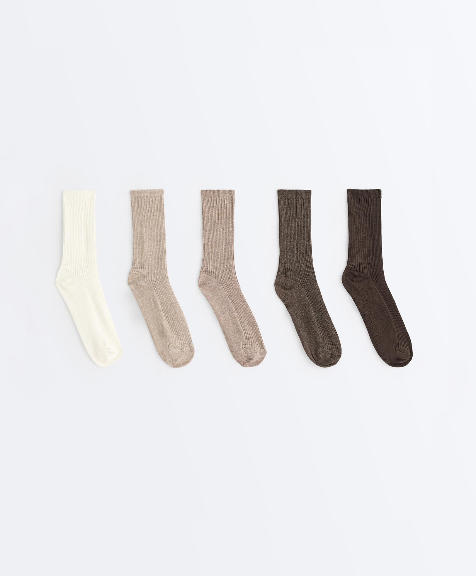 5 pairs of cotton blend classic socks — SAND MELANGE