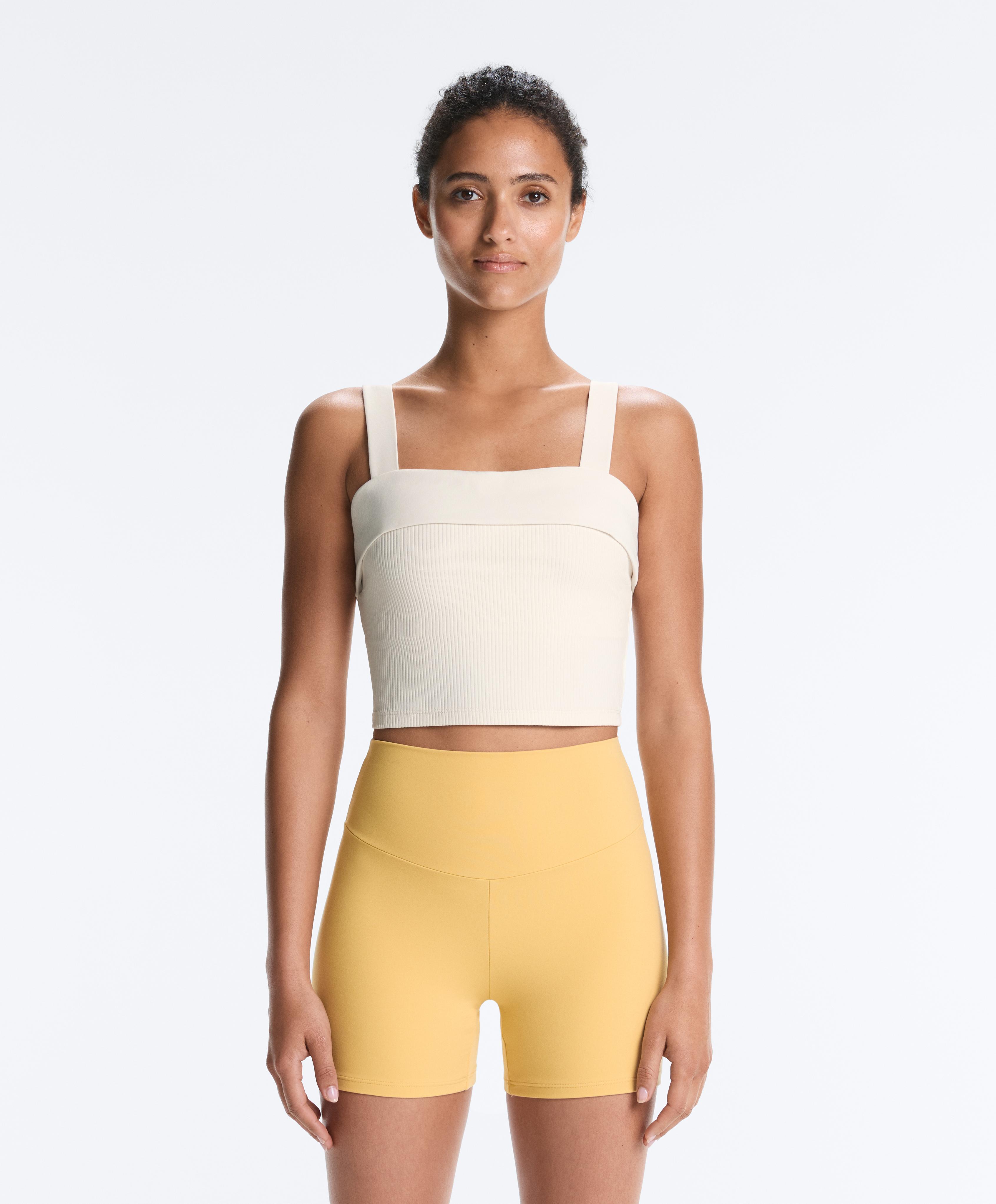 Comfortlux rib turn-up tank top — PALE ECRU