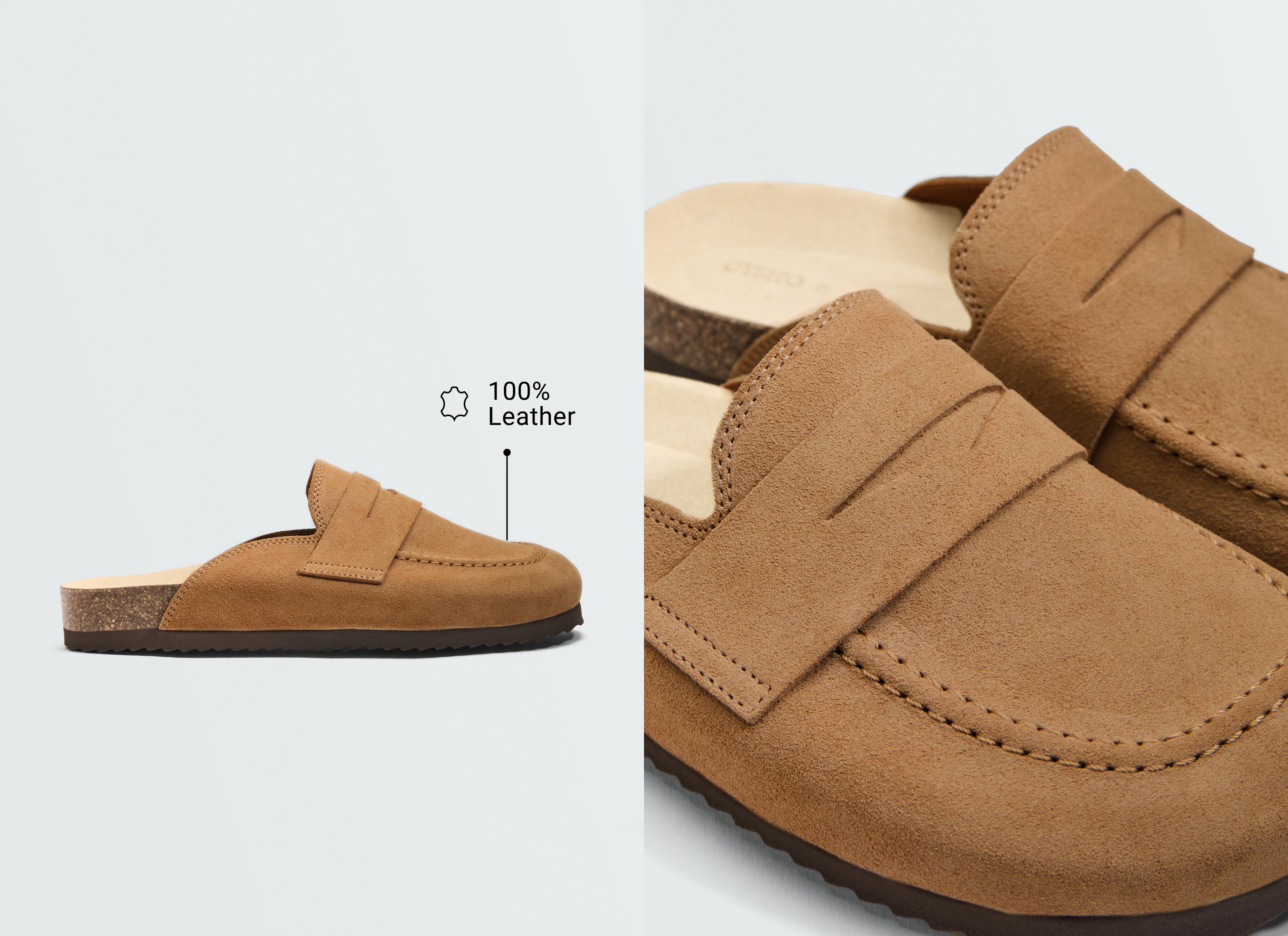 Split-leather mules — TOASTED BROWN