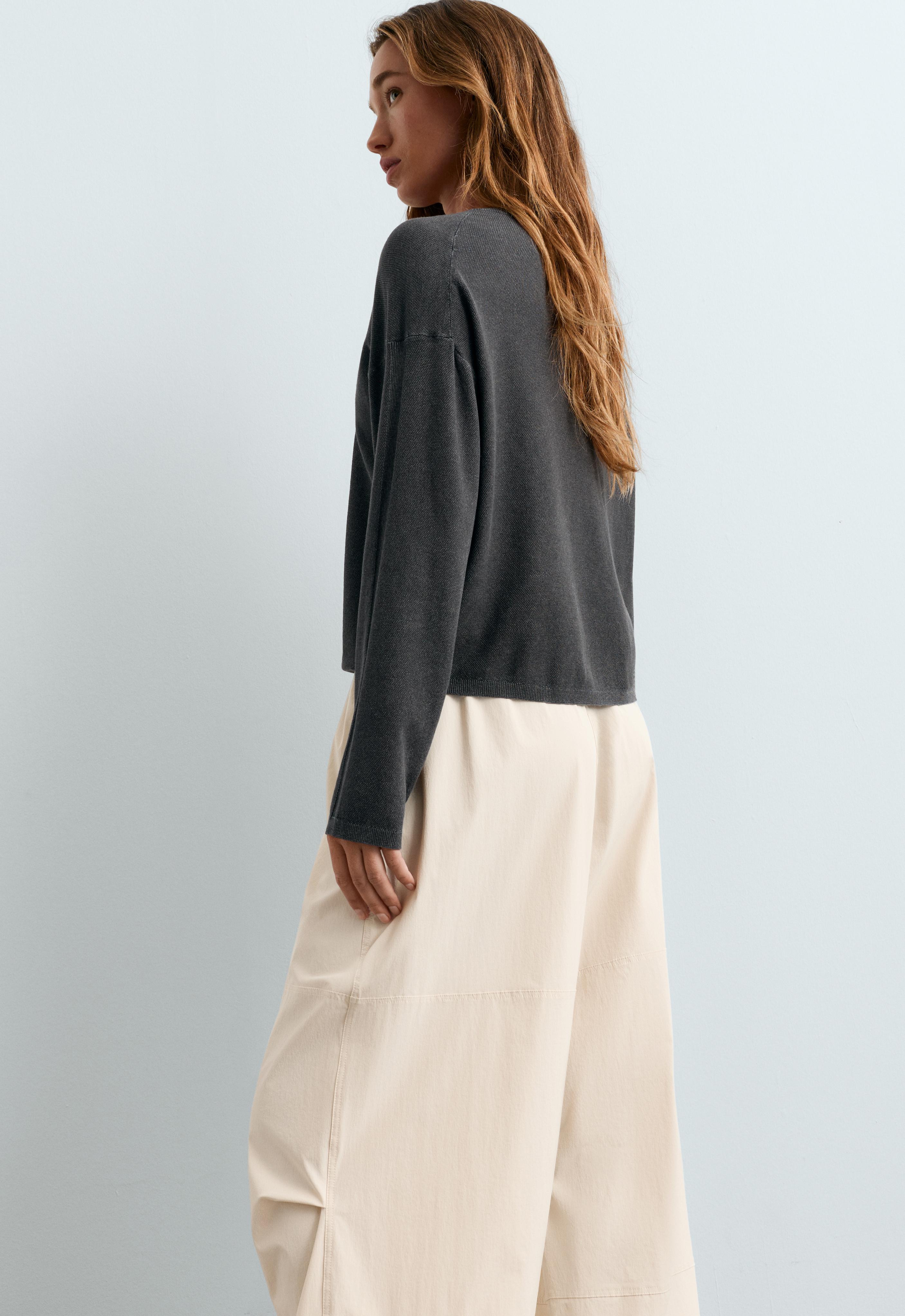 Long-sleeve waffle knit jumper — DARK ANTHRACITE