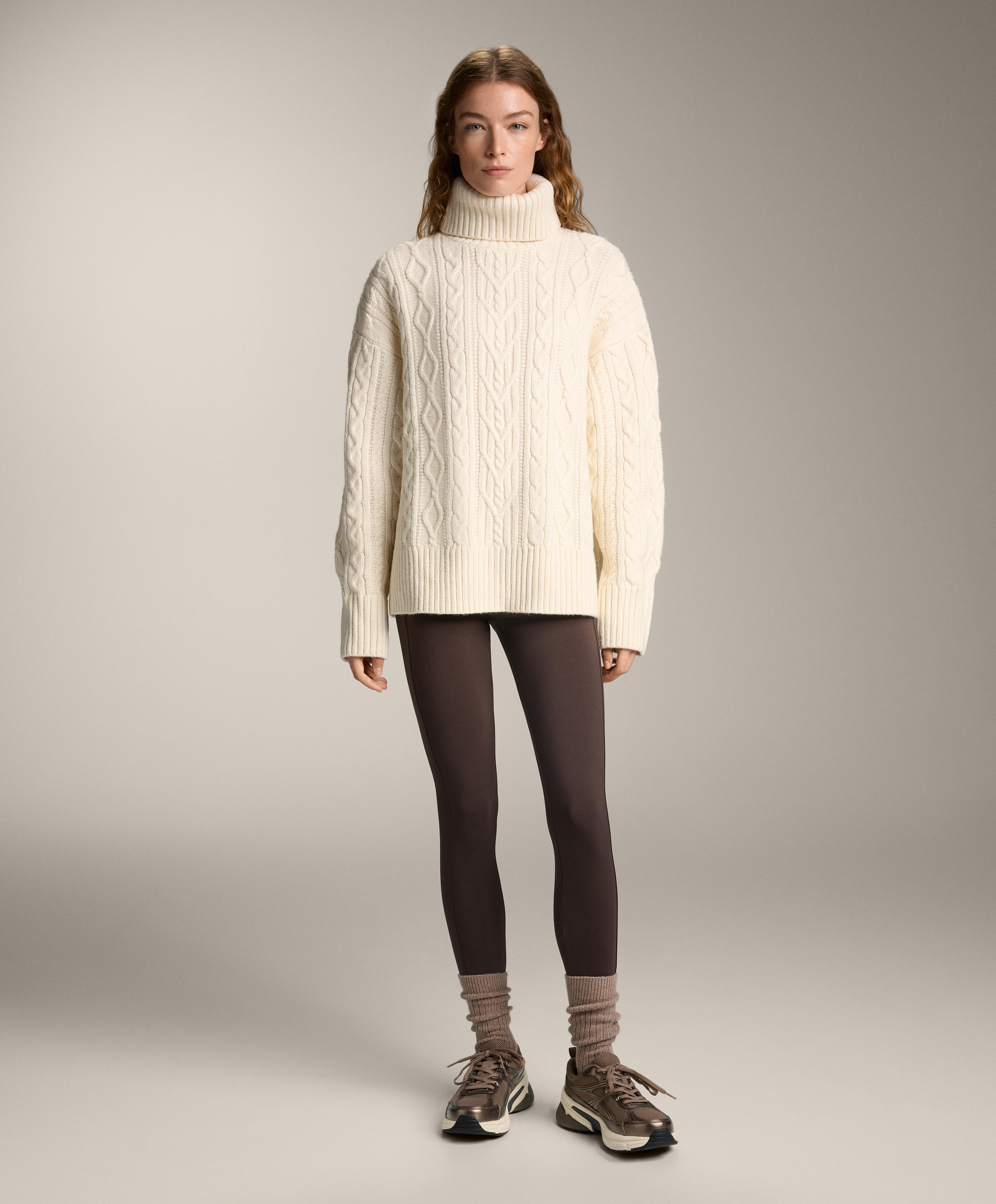 Warm high-rise ankle-length leggings with pockets 70 cm — DARK REDDISH‑BROWN